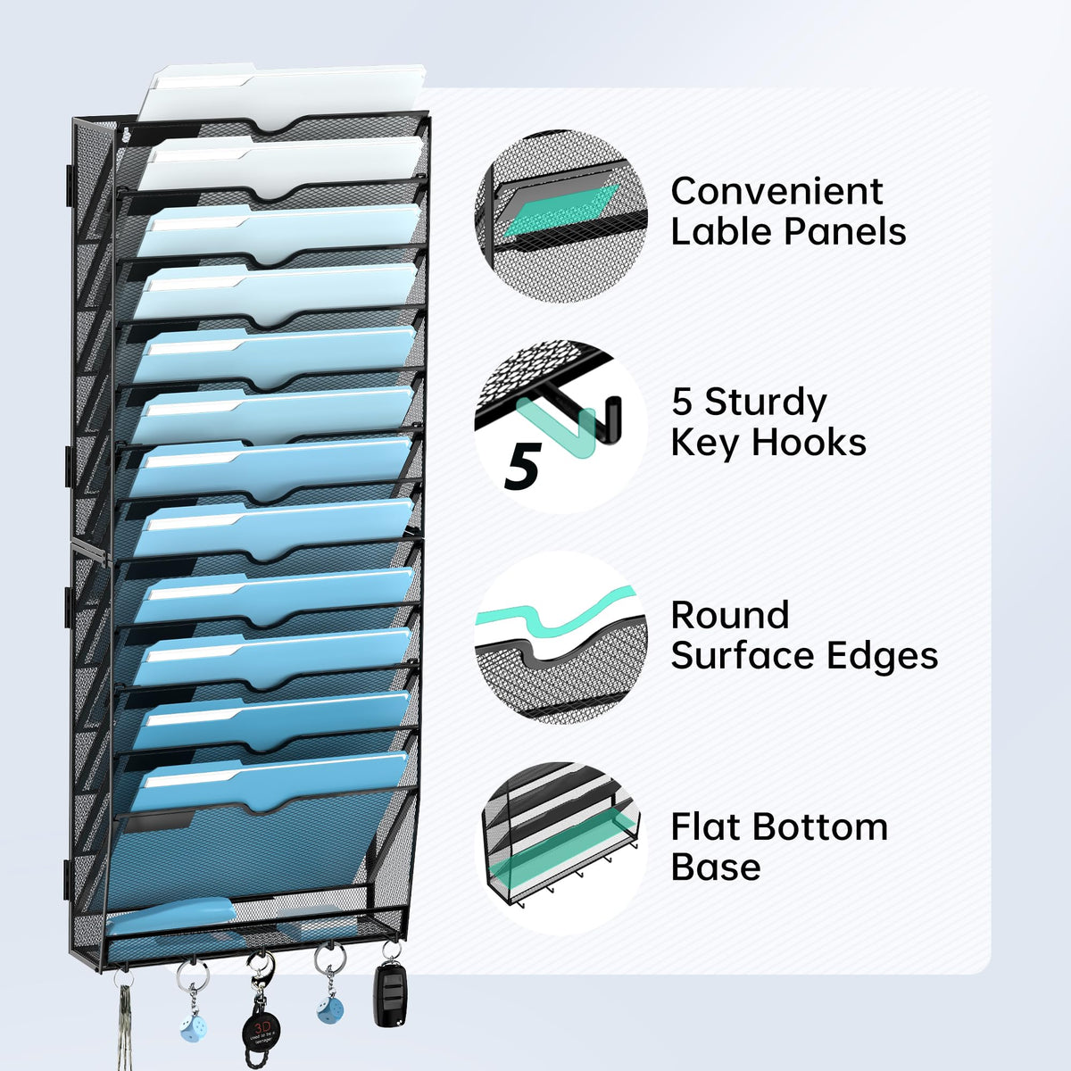 SUPEASY 13-Tier Hanging Wall File Organizer with Hooks, 2 Pack