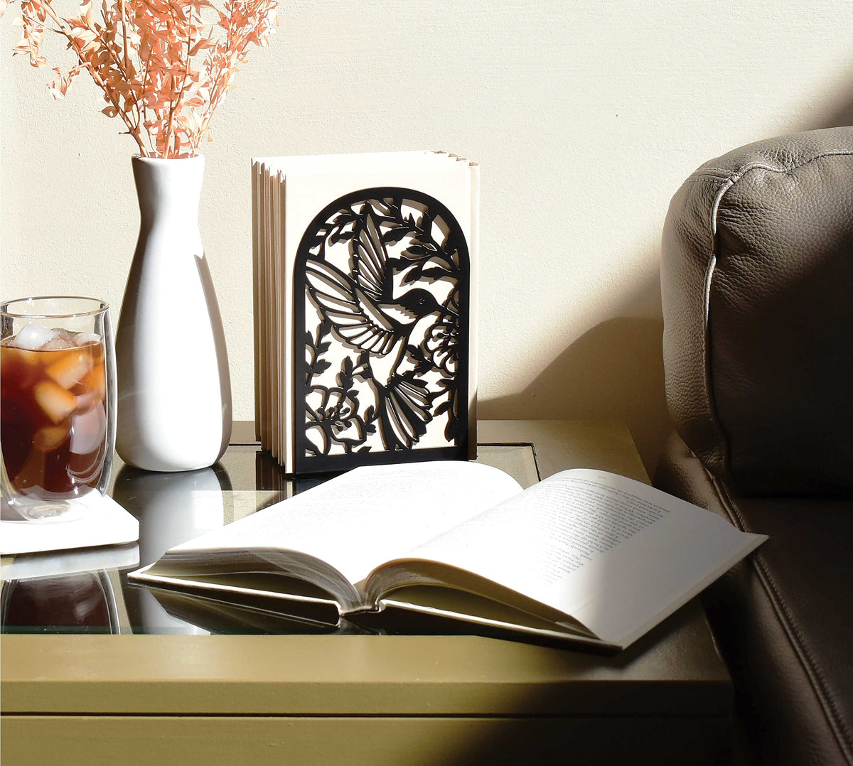 CNK Premium BookEnds - Heavy Duty Metal Book Stoppers for Home Office, Decorative Book Shelf