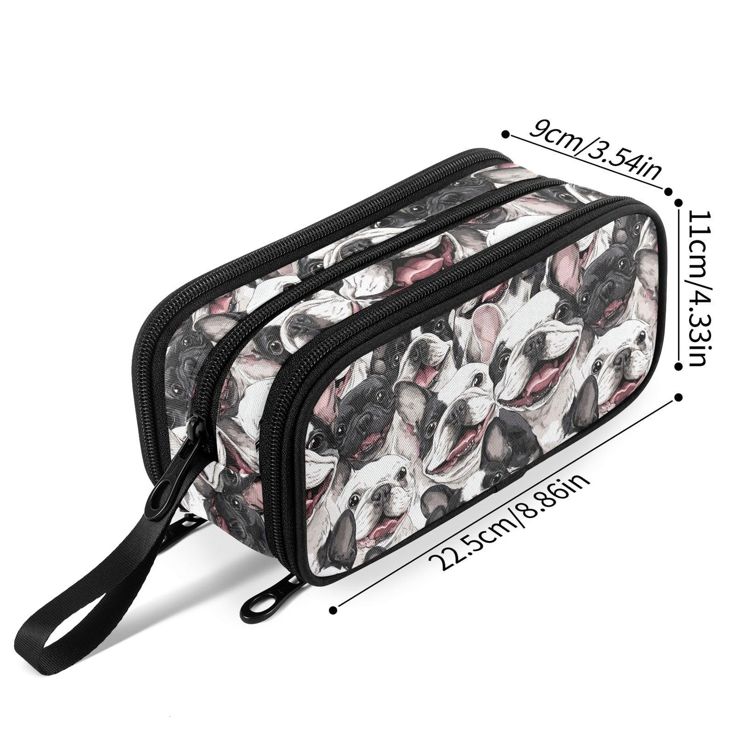 Fustylead Smiling Funny Boston Terrier Dog Pencil Pen Case with 3 Compartments, Lightweight &