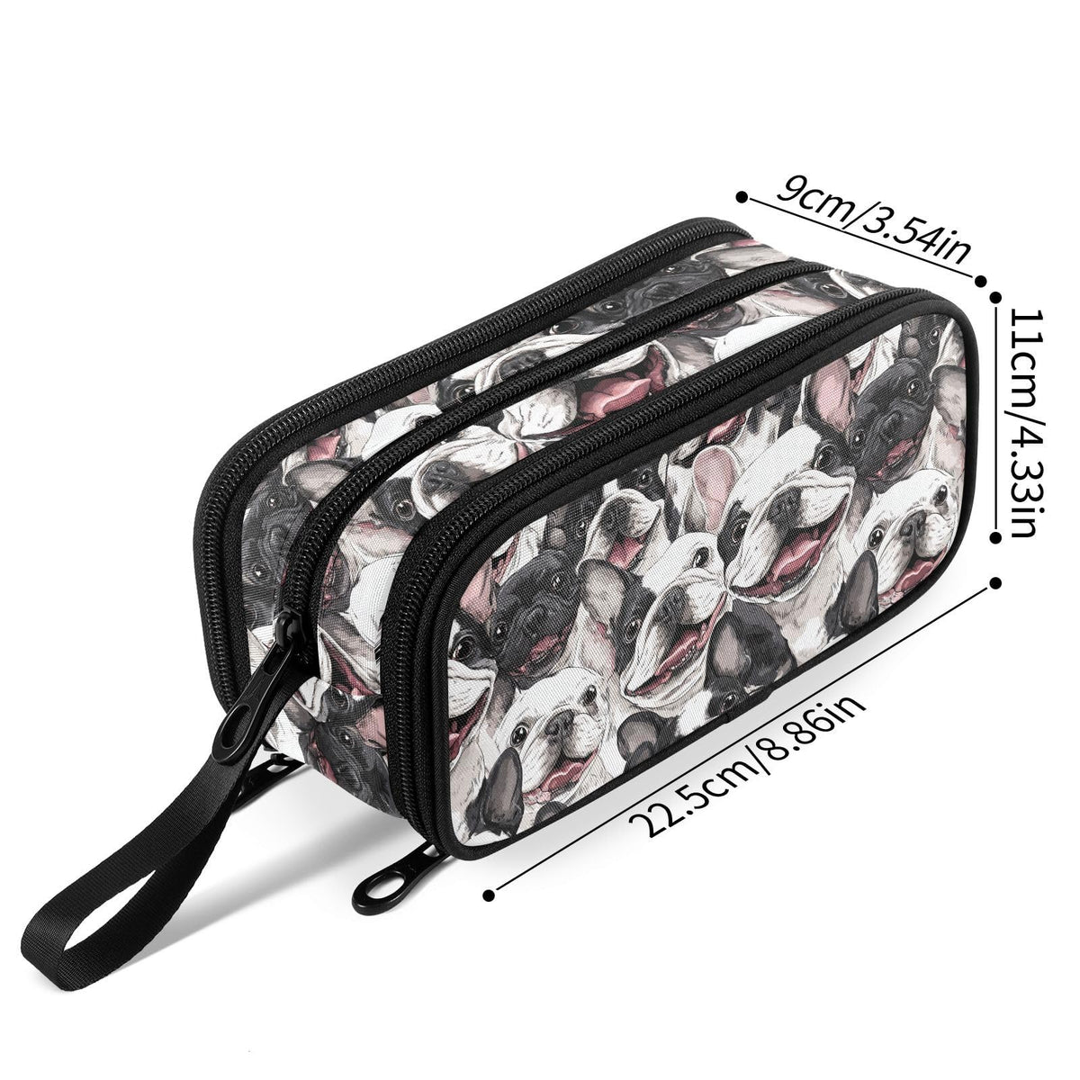 Fustylead Smiling Funny Boston Terrier Dog Pencil Pen Case with 3 Compartments, Lightweight &
