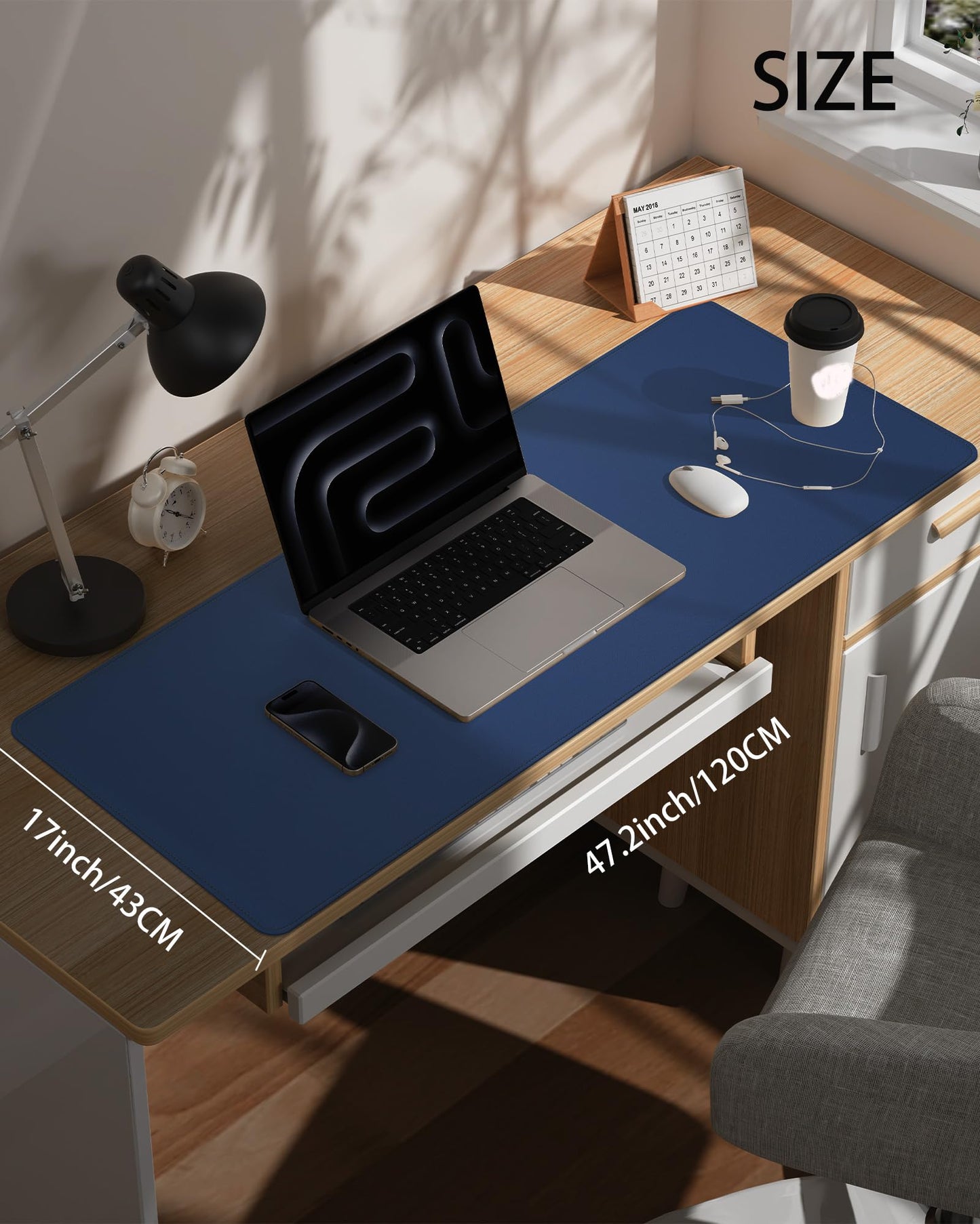 CEBOWA Large Desk Pad Mat - Waterproof Mouse Pad & Desk Protector, Non-Slip XL PU Leather Gaming