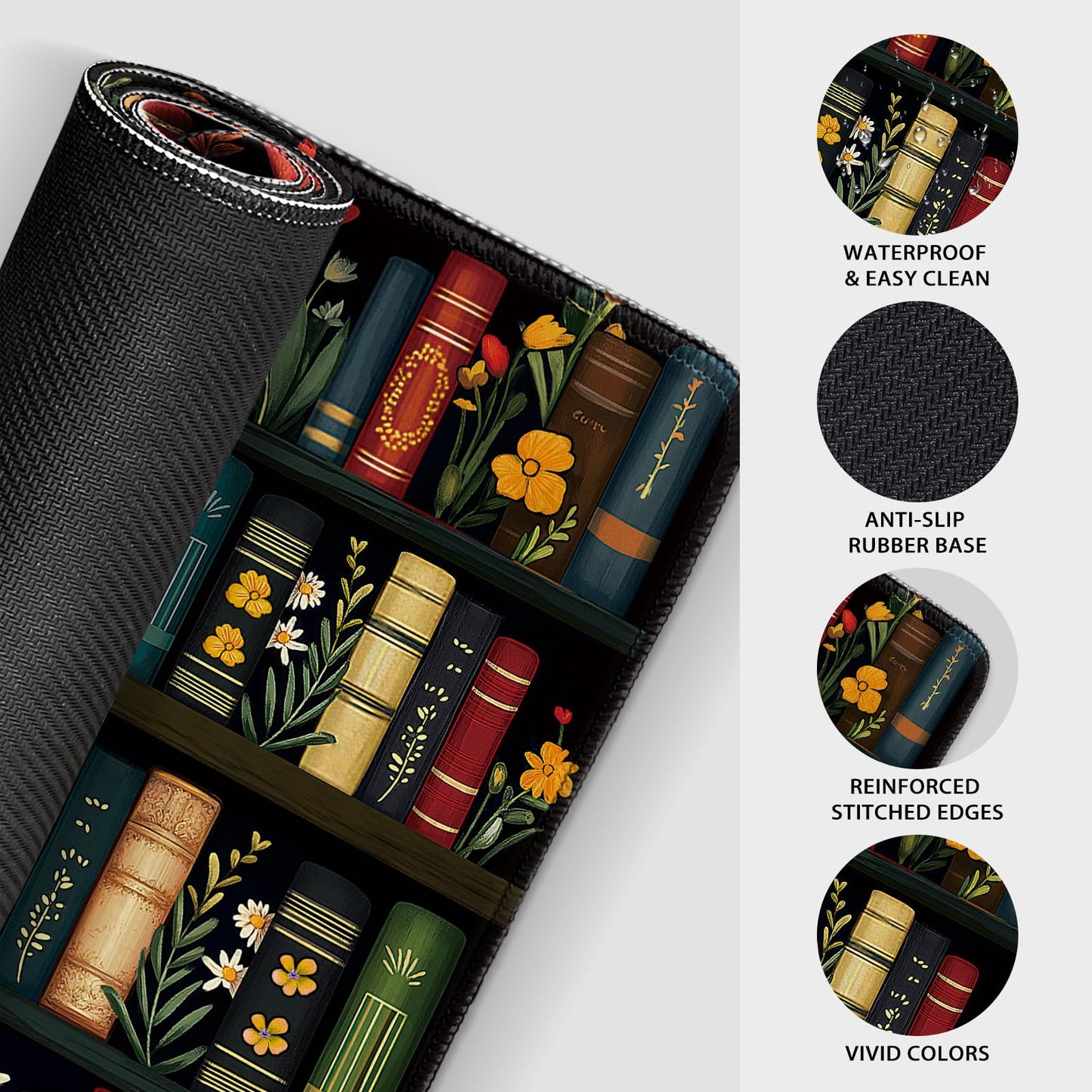Mcapirivo Vintage Bookshelf Large Gaming Mouse Pad Desk Mat 31.5"x15.7"