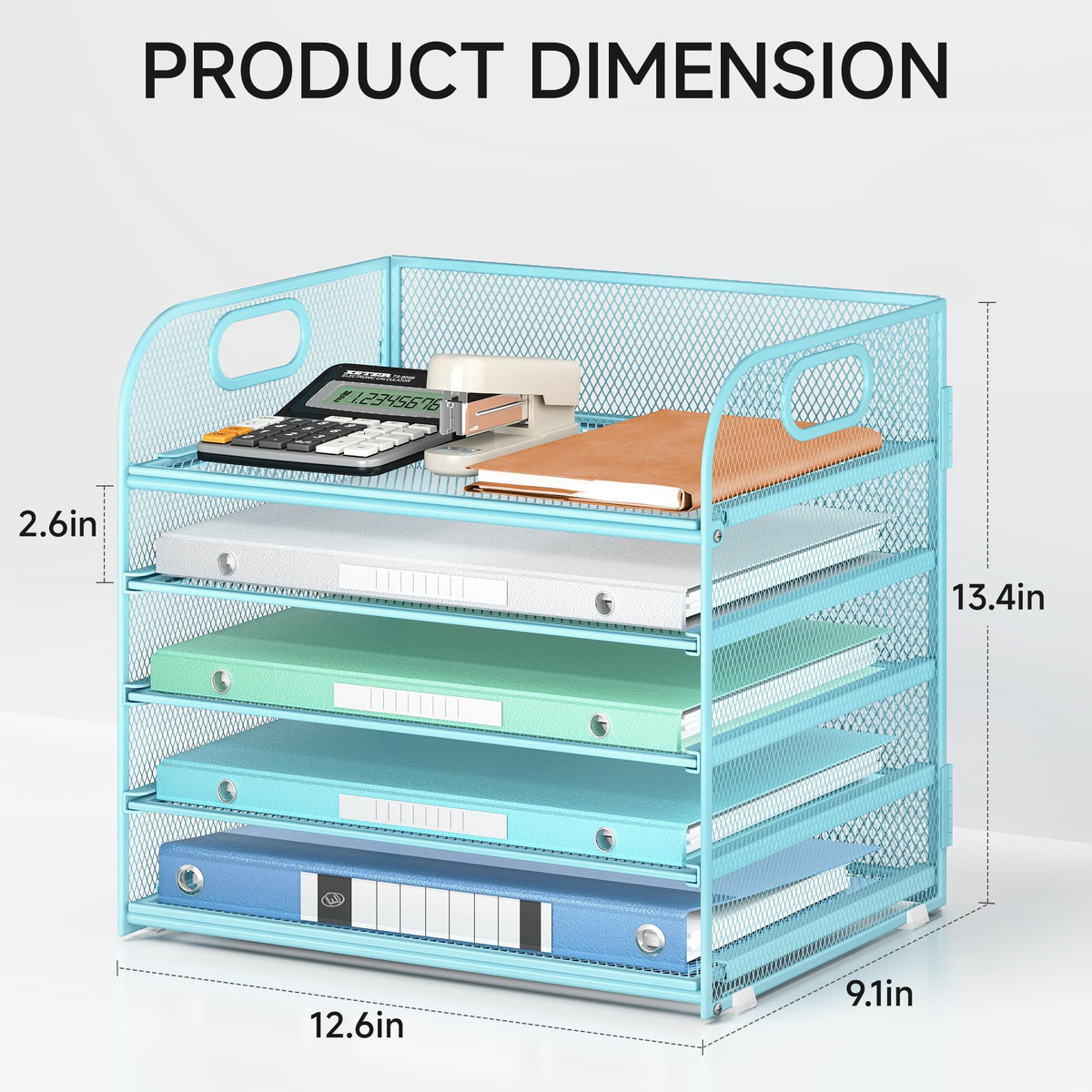 Lavatino Desk Letter Tray Paper Organizer for Desk 5-Tier with Handle Mesh Desktop File Organizer