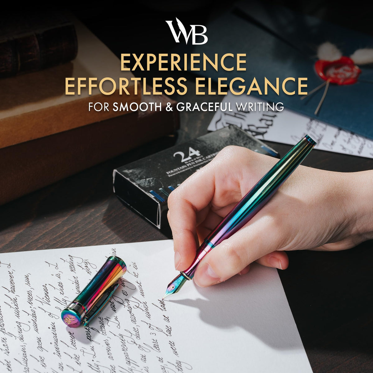 Wordsworth & Black Luxury Fountain Pen Set for Writing, Medium Nib, Rainbow