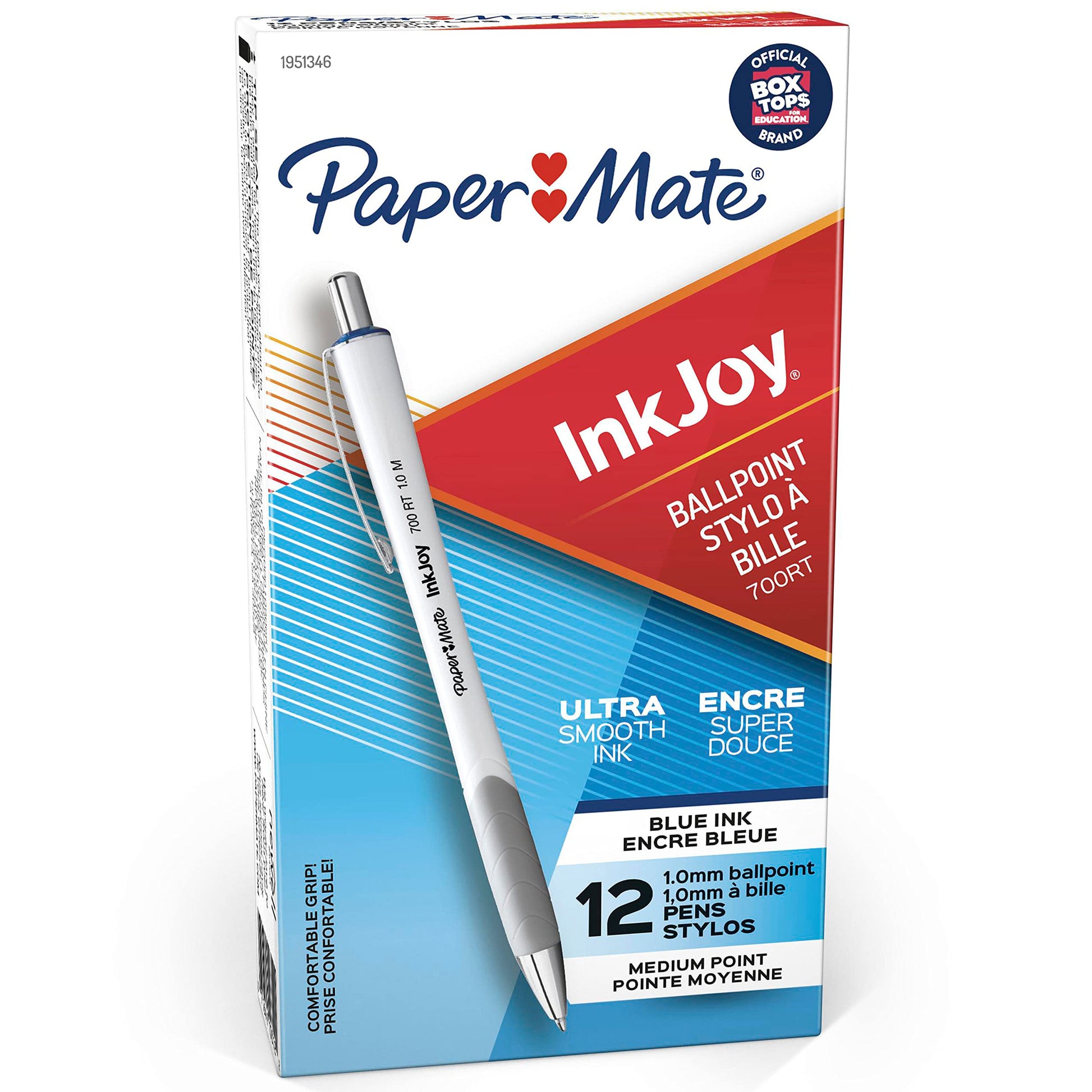 Paper Mate InkJoy 700RT Retractable Ballpoint Pens Medium Point White Barrel Blue Ink 12 Count