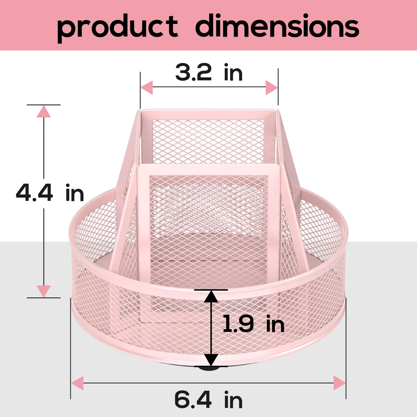 YINGHUA 360°Rotating Mesh Desk Organizer & Pen Holder - Pink
