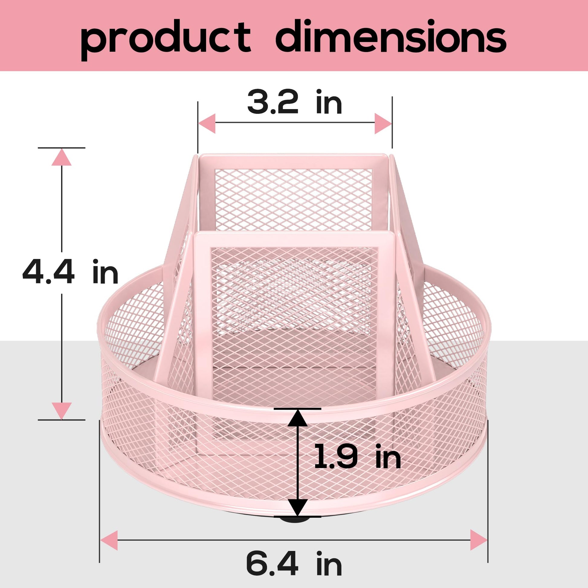 YINGHUA 360°Rotating Mesh Desk Organizer & Pen Holder - Pink