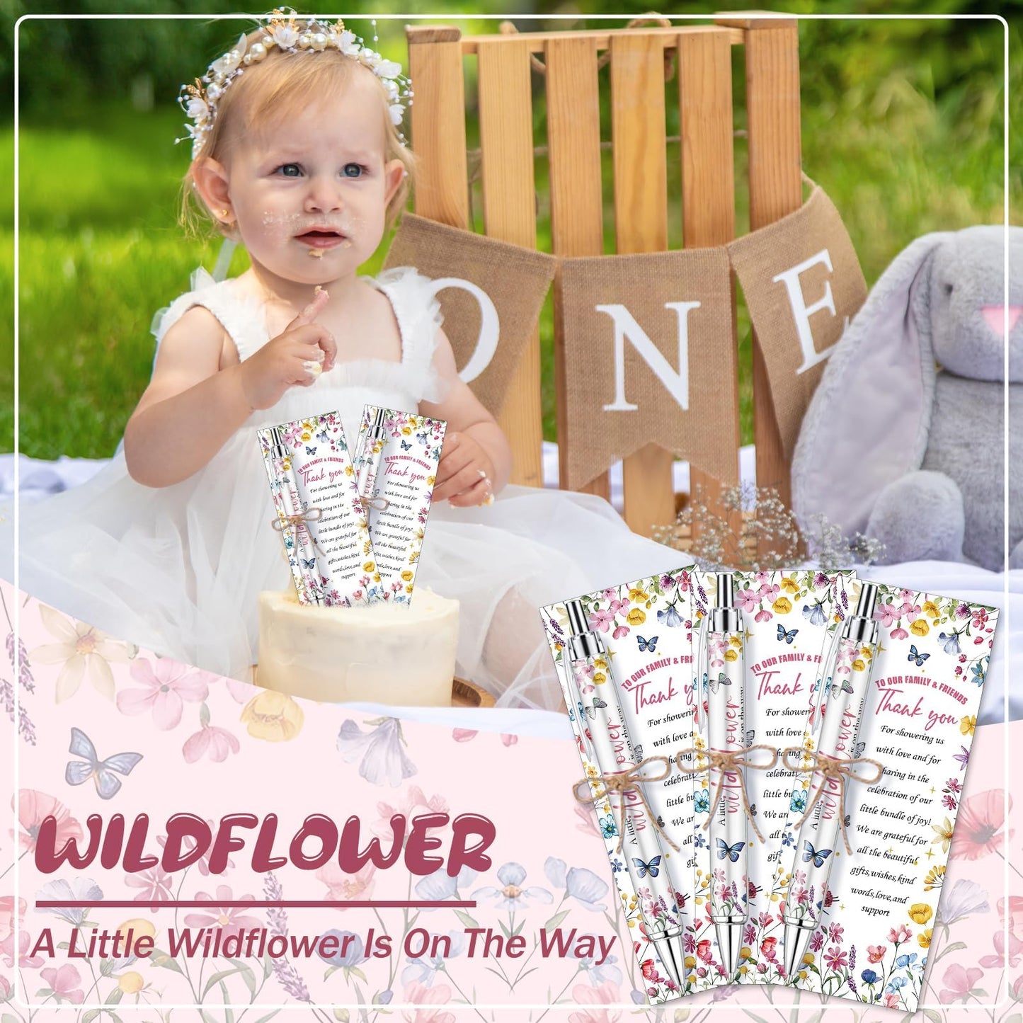 EYNDYN 145 Pieces Wildflower Baby Shower Favors for Guest Little Wildflower Ballpoint Pens