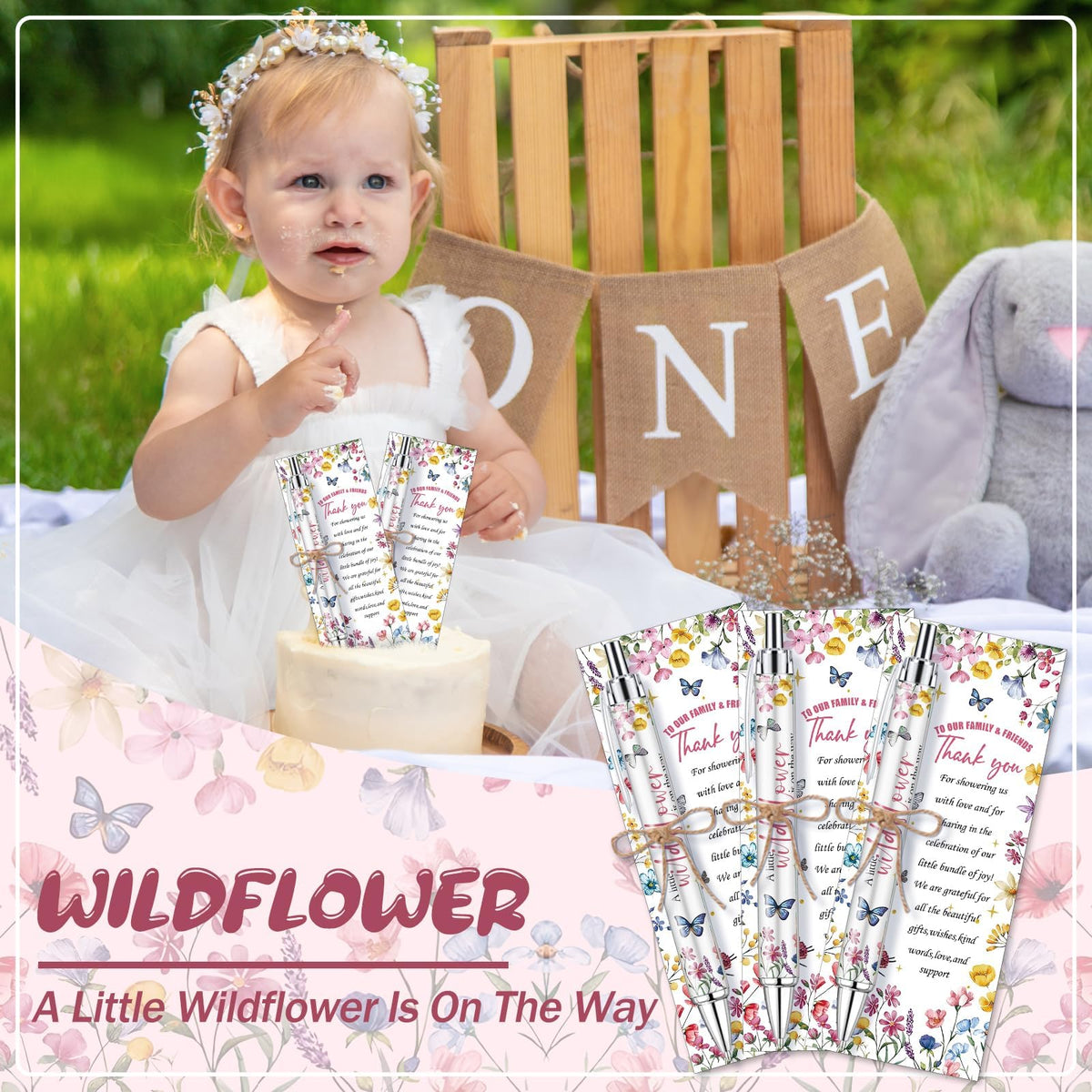 EYNDYN 145 Pieces Wildflower Baby Shower Favors for Guest Little Wildflower Ballpoint Pens