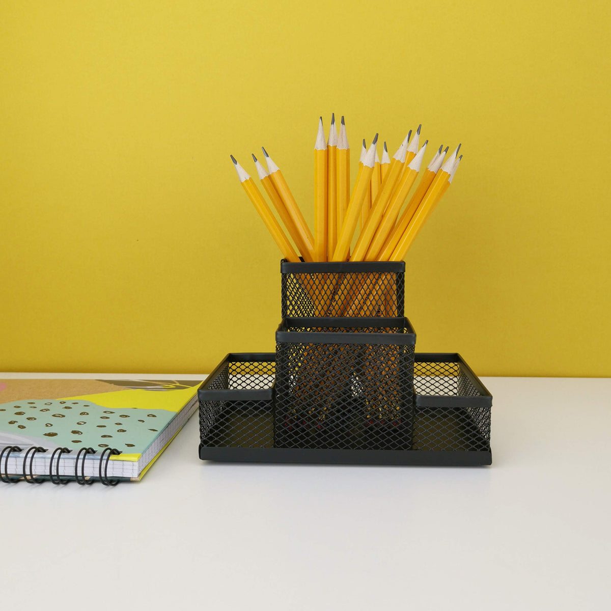 D.RECT Desk Organiser, Pen Holder, Metal Desk Organiser, Office Tray with Memo Holder, Mesh 103 x