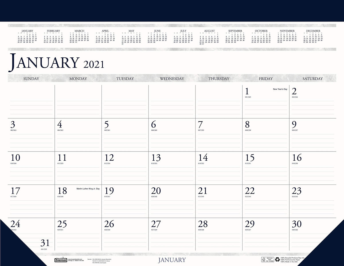 House of Doolittle 2021 Monthly Desk Pad Calendar, Classic, 18.5 x 13 Inches, January - December