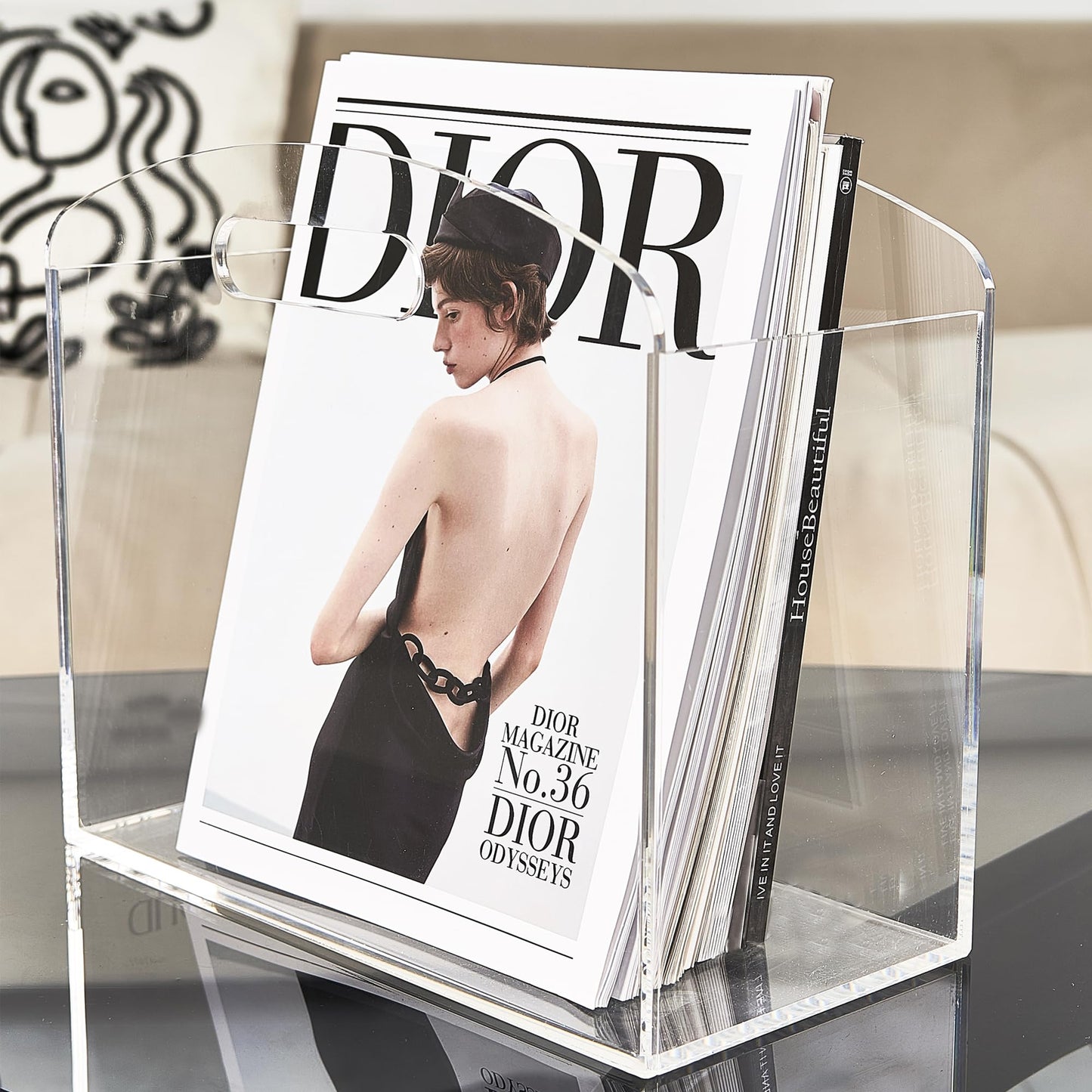 Meicloud Magazine Rack - Clear Acrylic Magazine Holder, Acrylic Newspaper Stand Organizer with