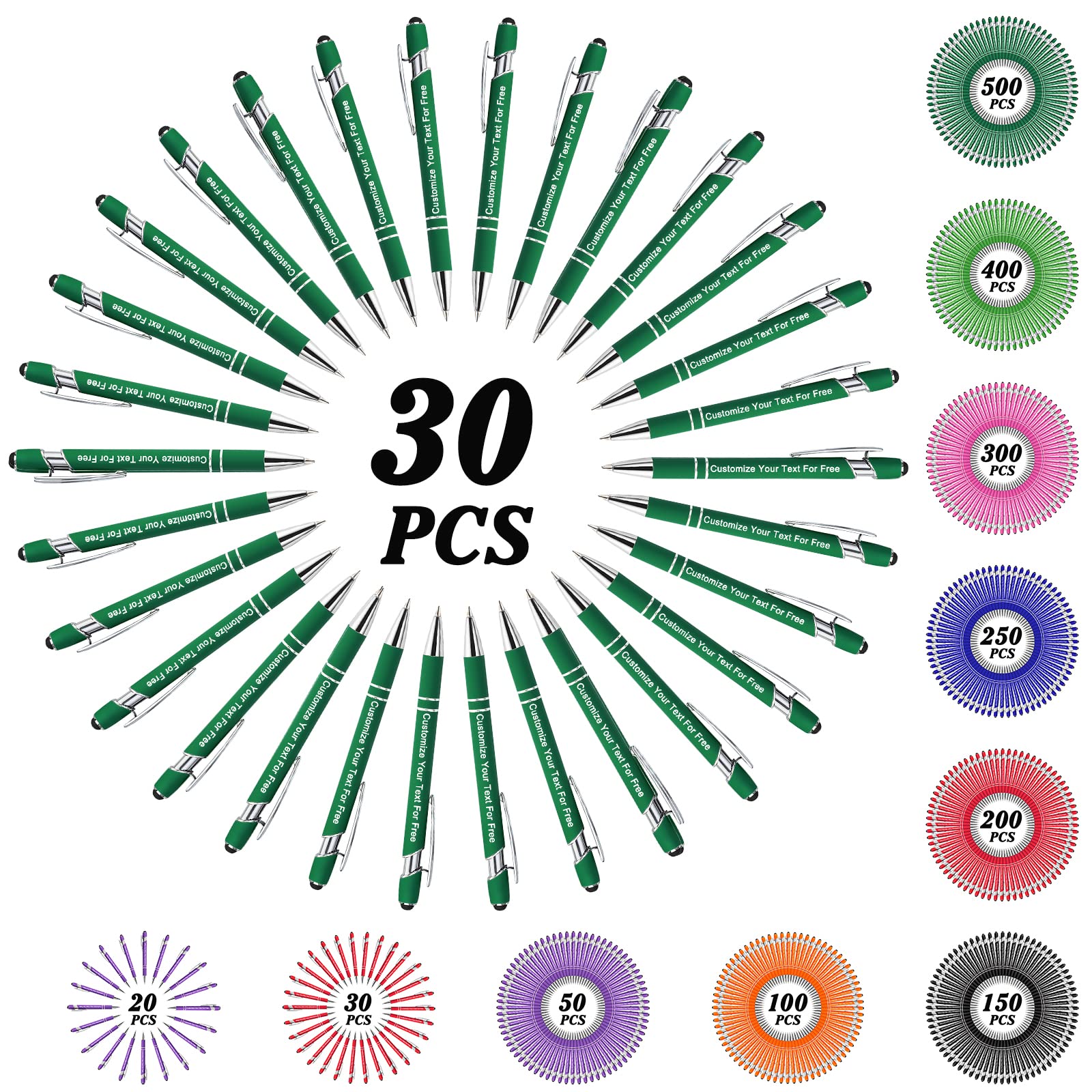 Max 500 Pcs Personalized Pens Bulk, Custom Pens with Free Engraving, Customized Stylus Tip
