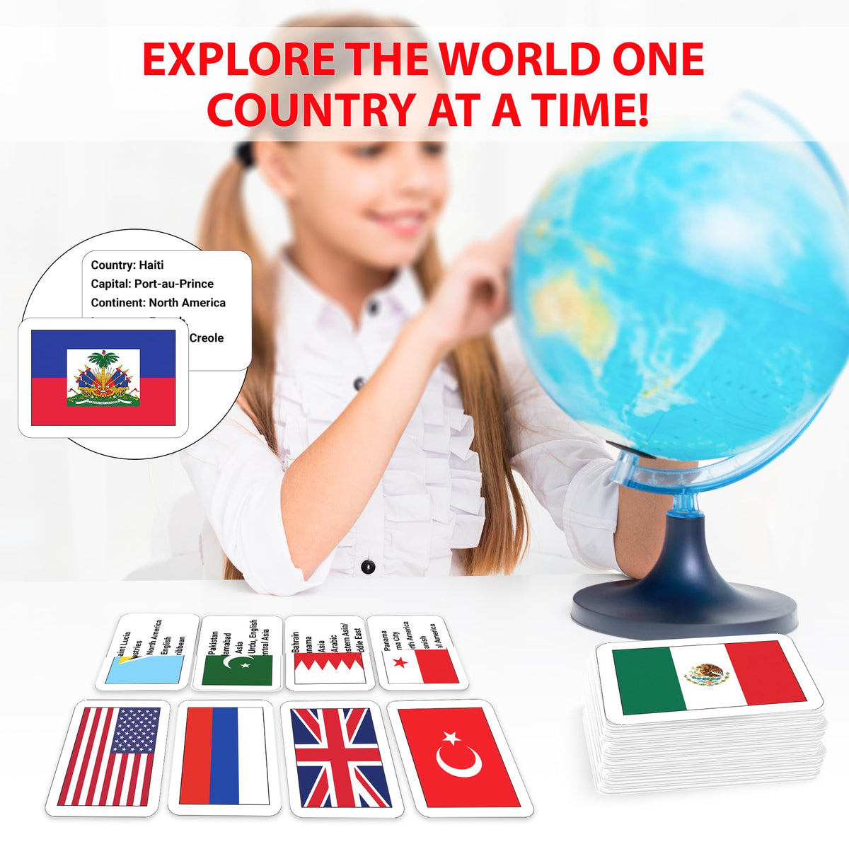 Zastic! 264 World Country Flags Flashcards - Capital, Languages & Continent