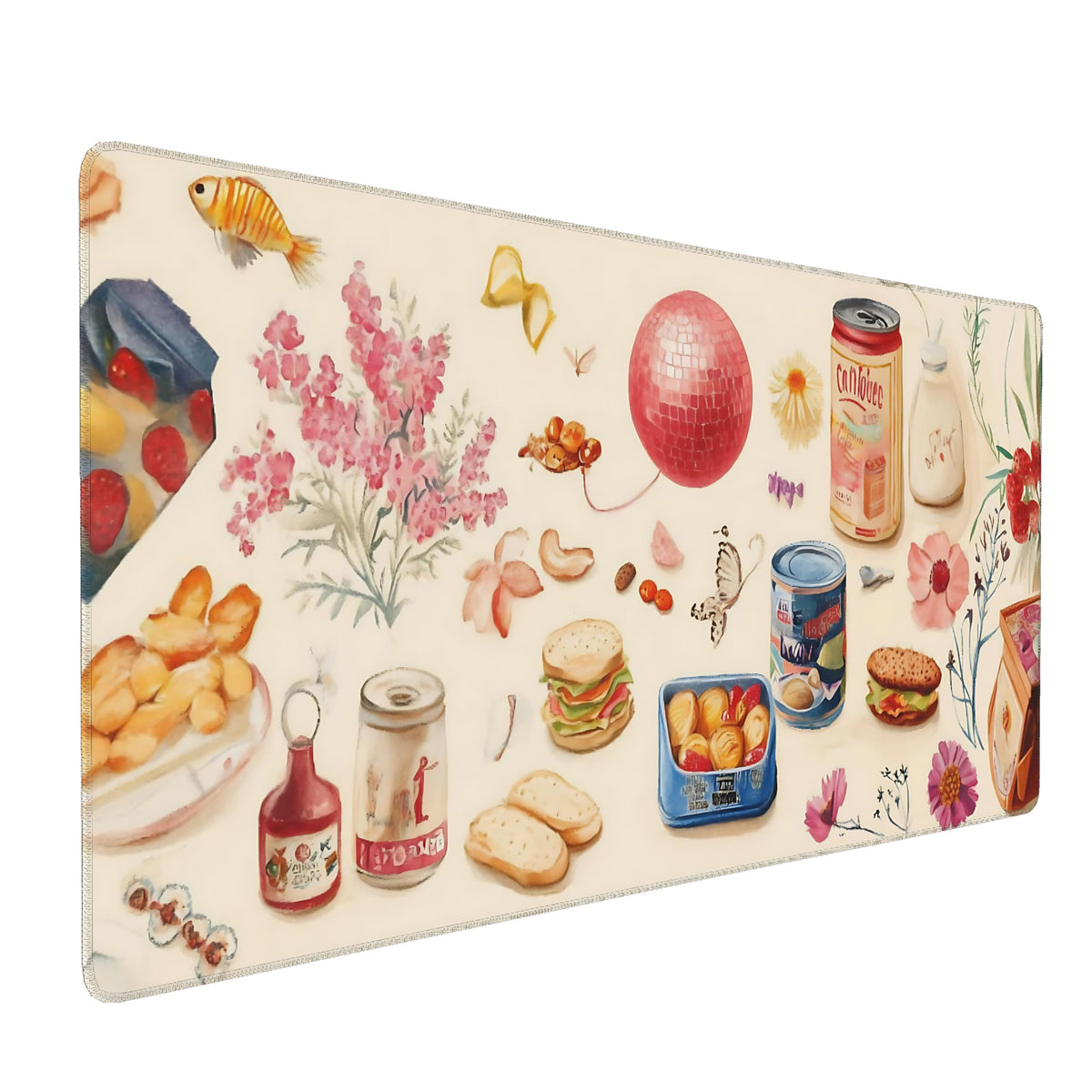 Cute Aesthetic Party Gaming Mouse Pad, Pink Minimalist Desk Mat with Anti-Slip Base & Stitched