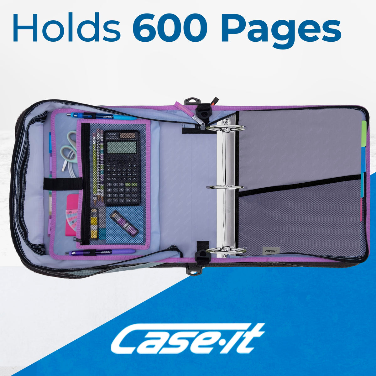 Case-it Zipper Binder | 3-Inch O-Rings | 600-Sheet | D-146 Morning Flowers
