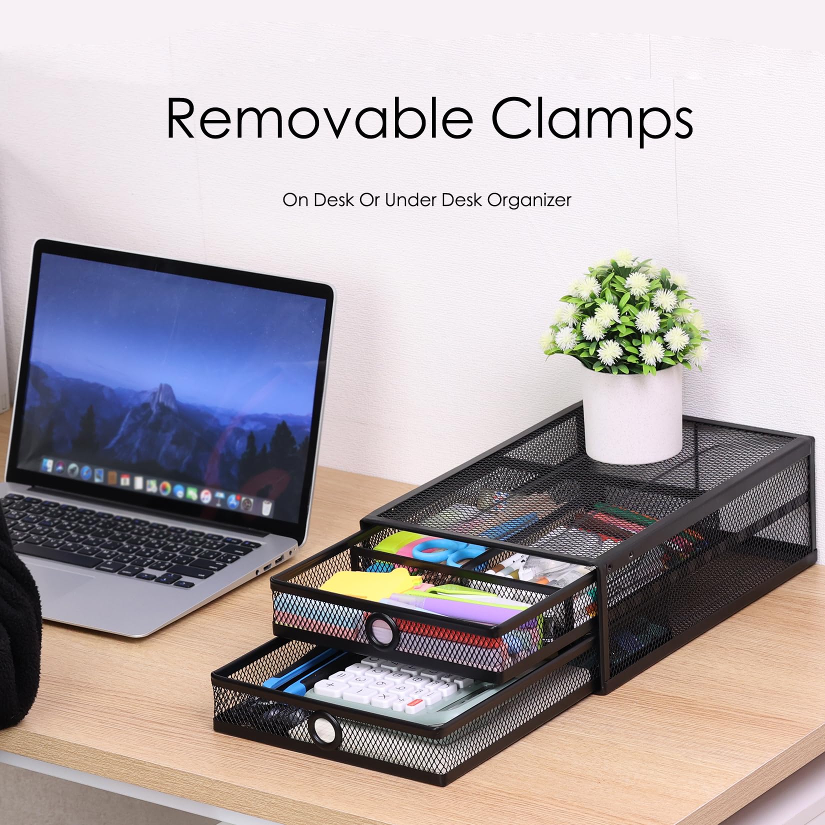 Under Desk Drawer, Clamp on Desk Organizer Slide Out Table Storage No Drill
