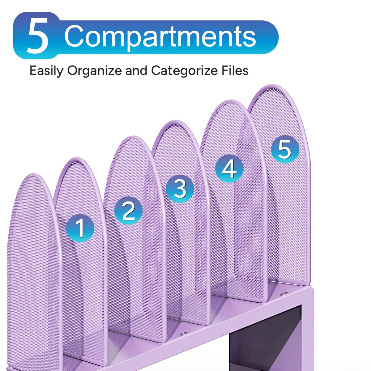 gianotter Desktop File Organizer with 5 Compartments
