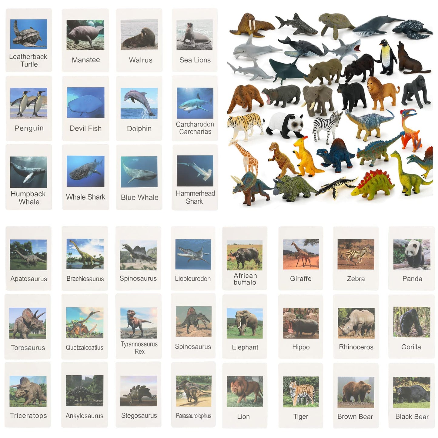 36 Small Animal Figurines Learning & Education Toys, Plastic Realistic Dinosaur Zoo Jungle Safari
