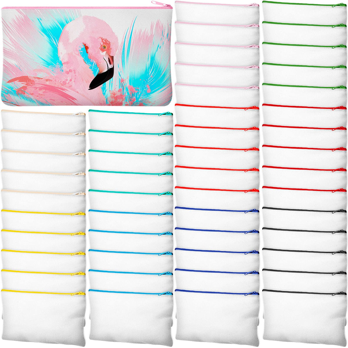 Frienda 50 Pcs Sublimation Blank Canvas Makeup Bags Bulk DIY Heat Transfer Canvas Pen Case Pencil