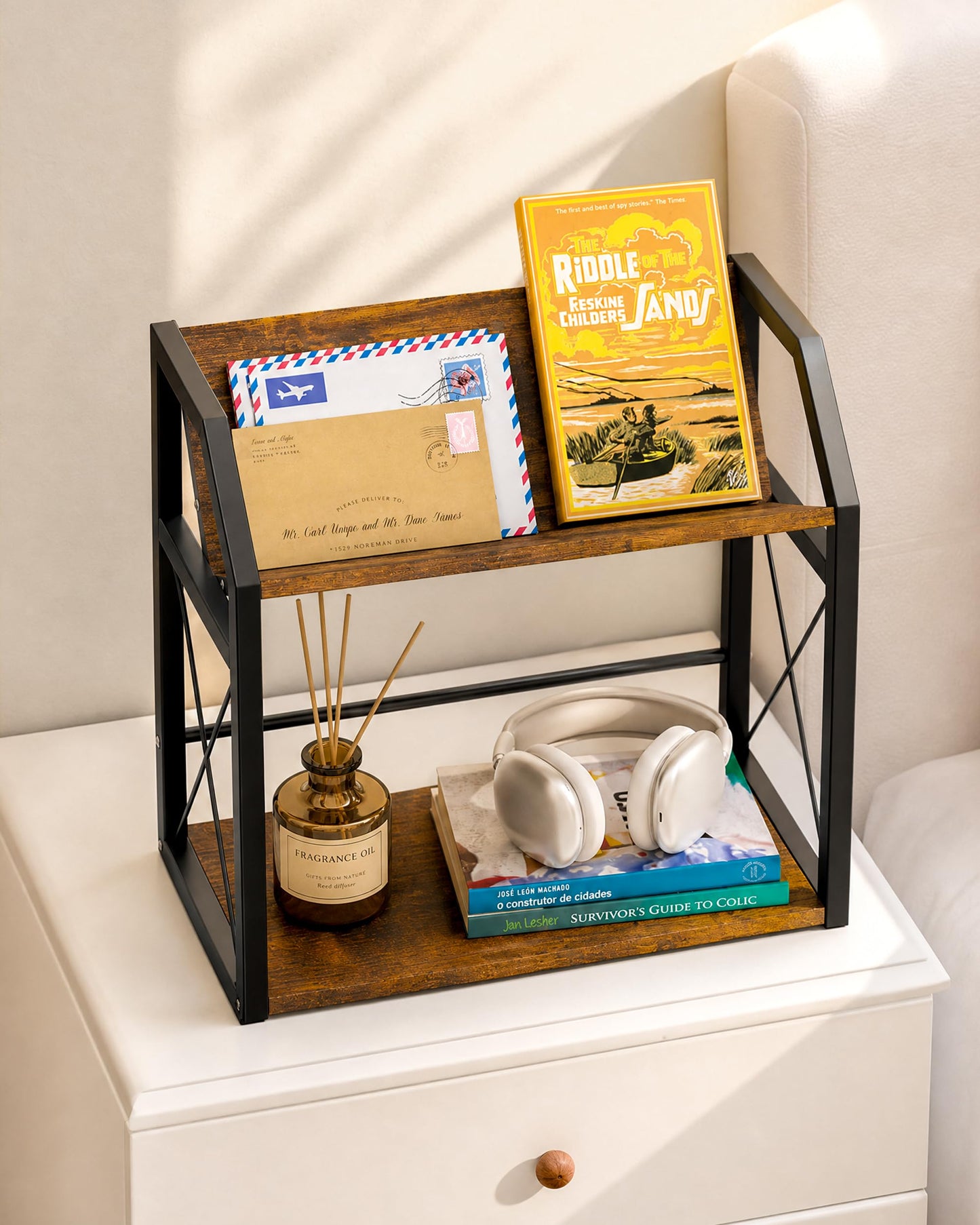 ART-GIFTREE Desktop Bookshelf, Wooden Desk Shelf Organizer, Brown