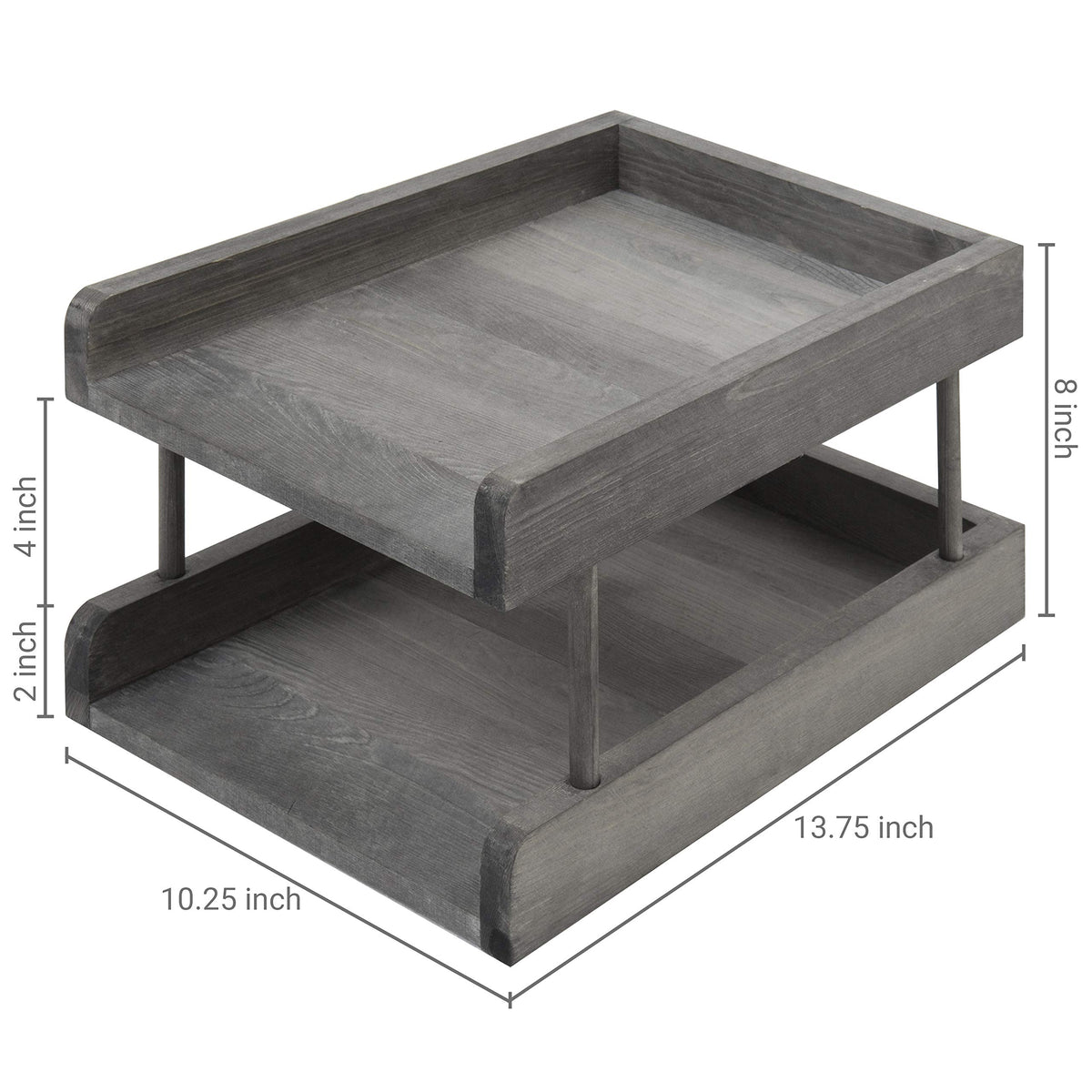 MyGift 2-Tier Rustic Gray Wood Paper File Organizer in and Out Tray/Office Desktop Document Holder