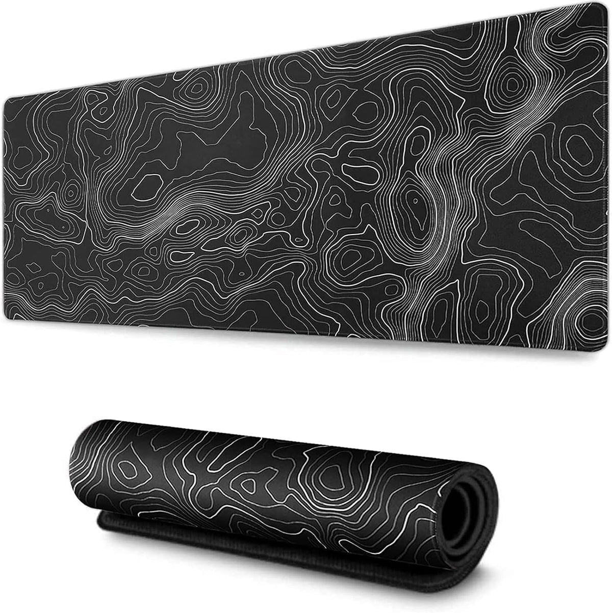 Large Mouse Pad Mat 35x17 Inch, XXXL Gaming Mouse Pad Topographic Map Lines