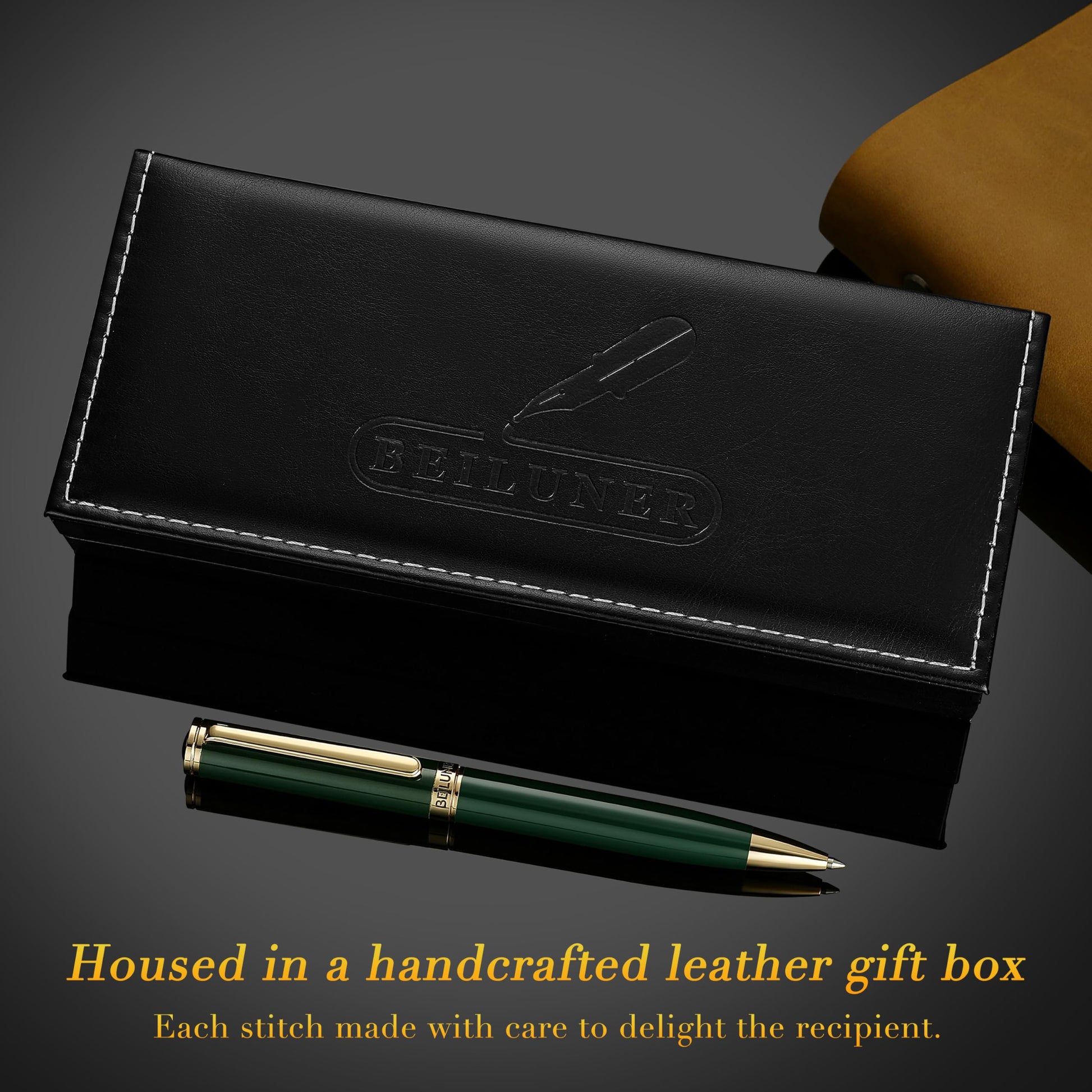BEILUNER Luxury Gel Pen with 24K Gold Finish, Green Piano Lacquer, Luxury Grade Craftsmanship