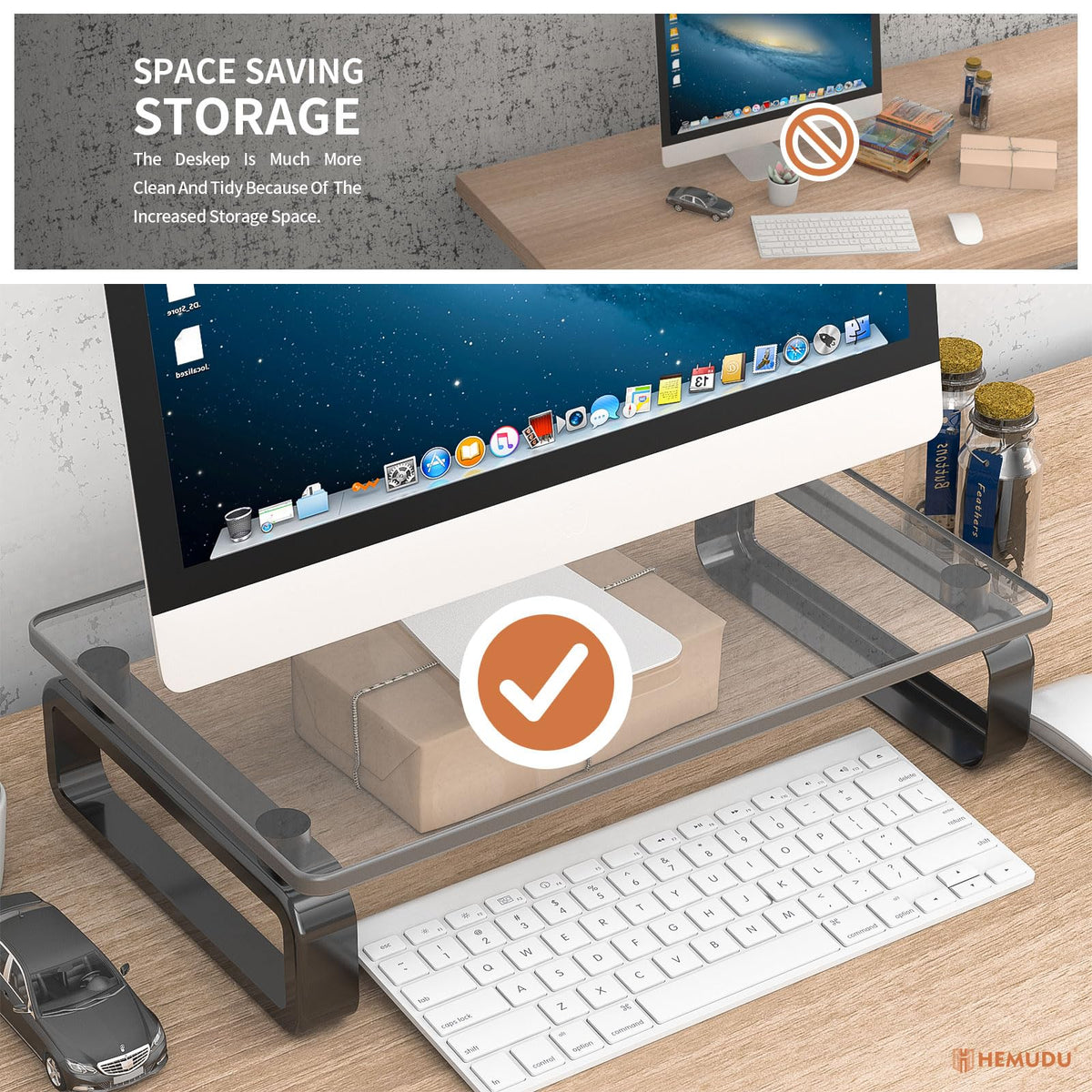 Hemudu Computer Monitor Stand Riser Multi Media Desktop Stand for Flat Screen LCD LED TV