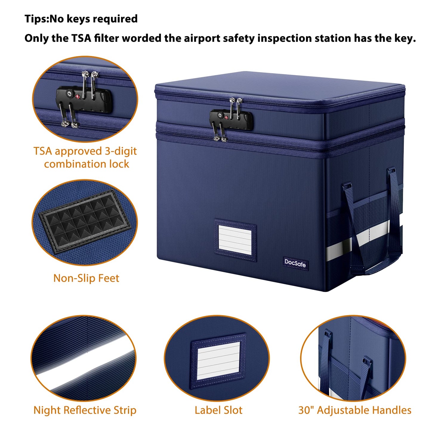 DocSafe File Box with Lock,Multi-Layer Fireproof Document Box Collapsible File Storage Organizer