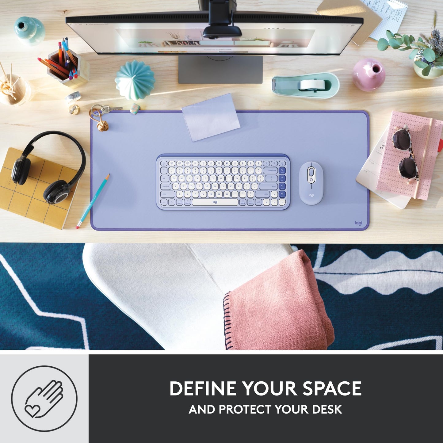 Logitech Studio Series Desk Mat Large 28x12 Inches - Lilac