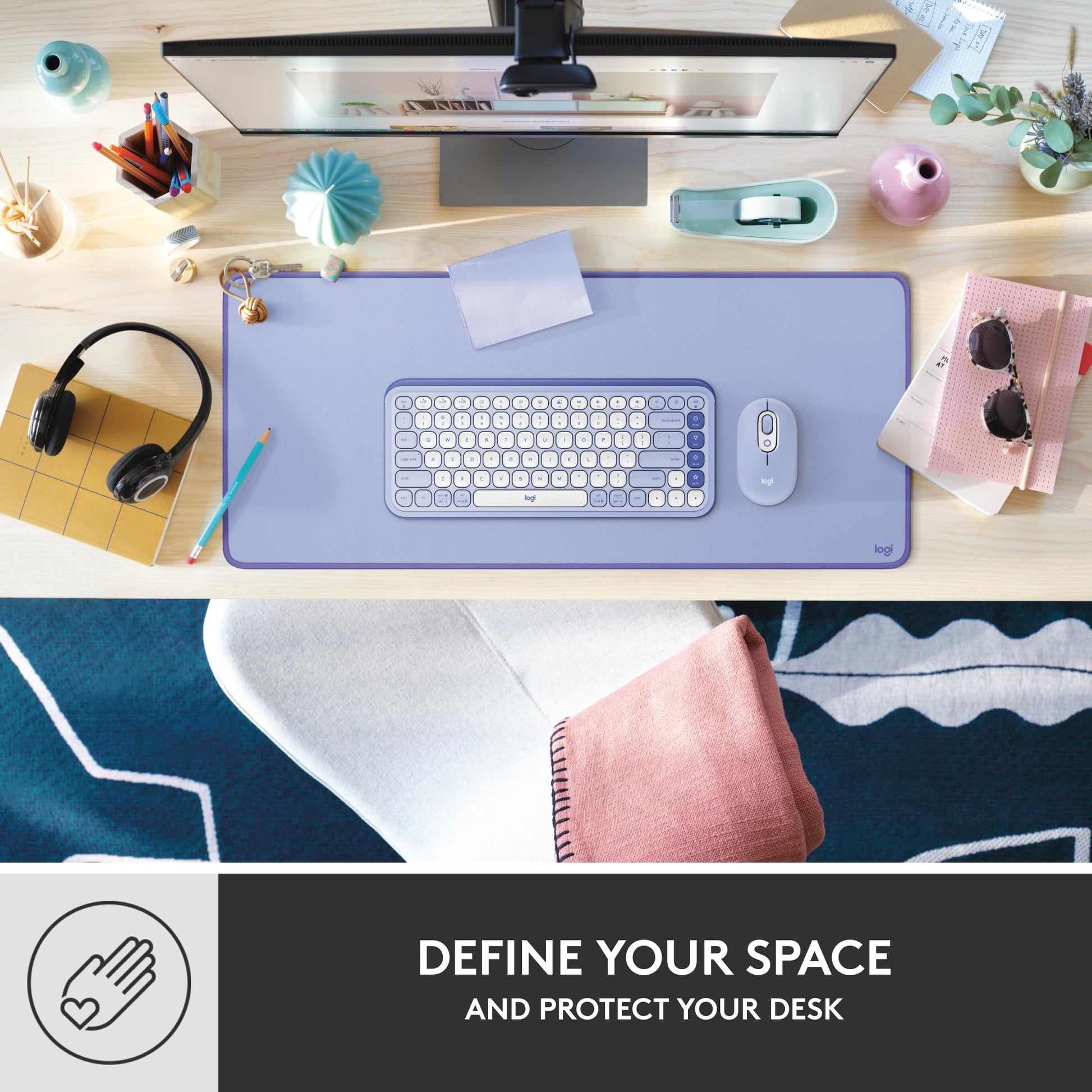 Logitech Studio Series Desk Mat Large 28x12 Inches - Lilac