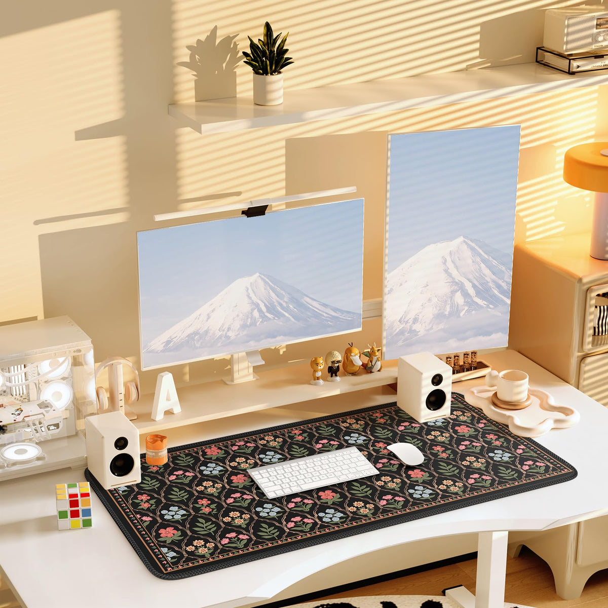 iCasso Floral Desk Pad Mat, Large Mouse Pad, Black Moroccan