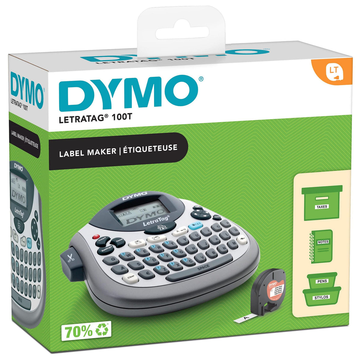 Dymo LetraTag LT-100T Label Maker | Portable Label Printer with QWERTY Keyboard | Silver | Ideal