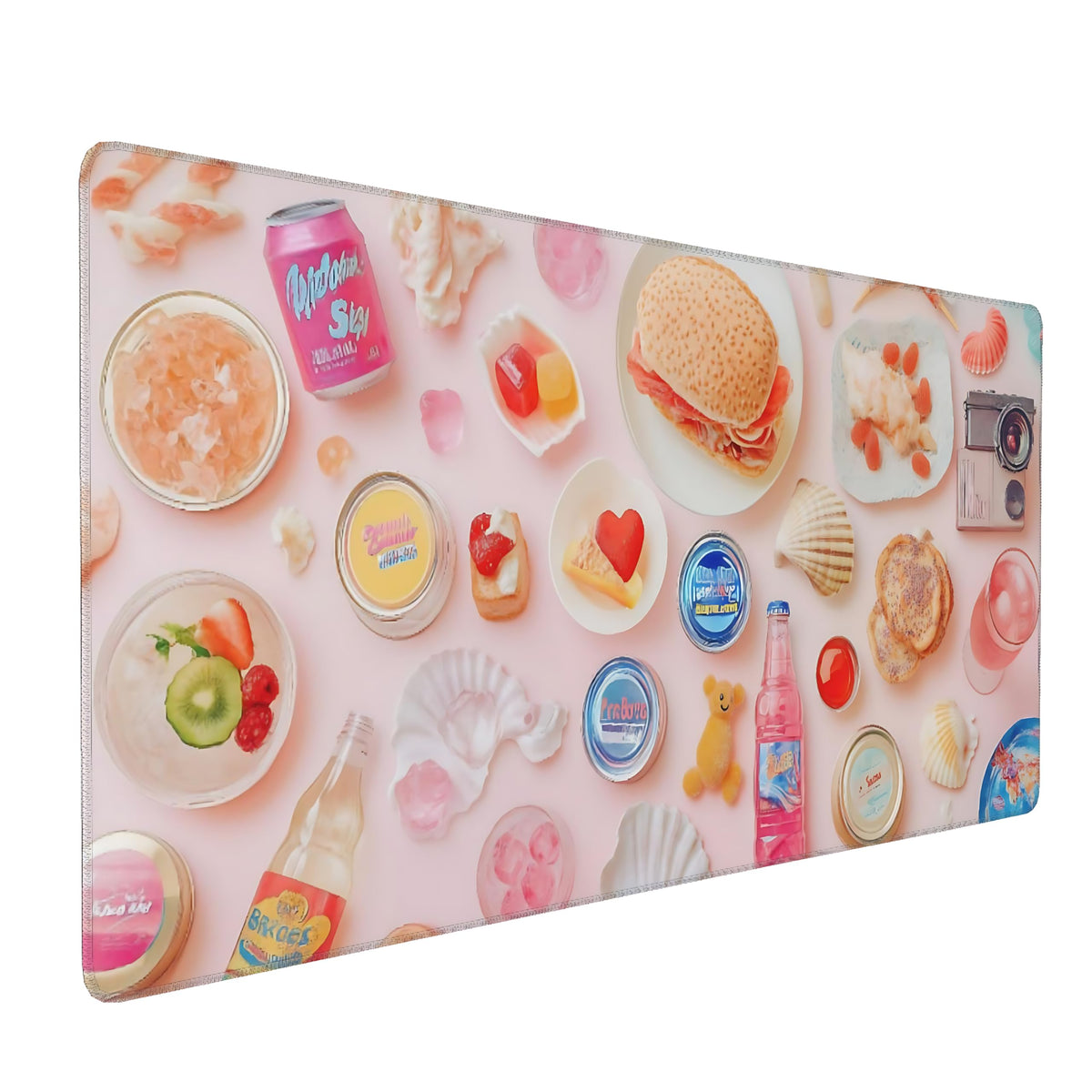 Cute Aesthetic Party Gaming Mouse Pad, Pink Minimalist Desk Mat with Anti-Slip Base & Stitched