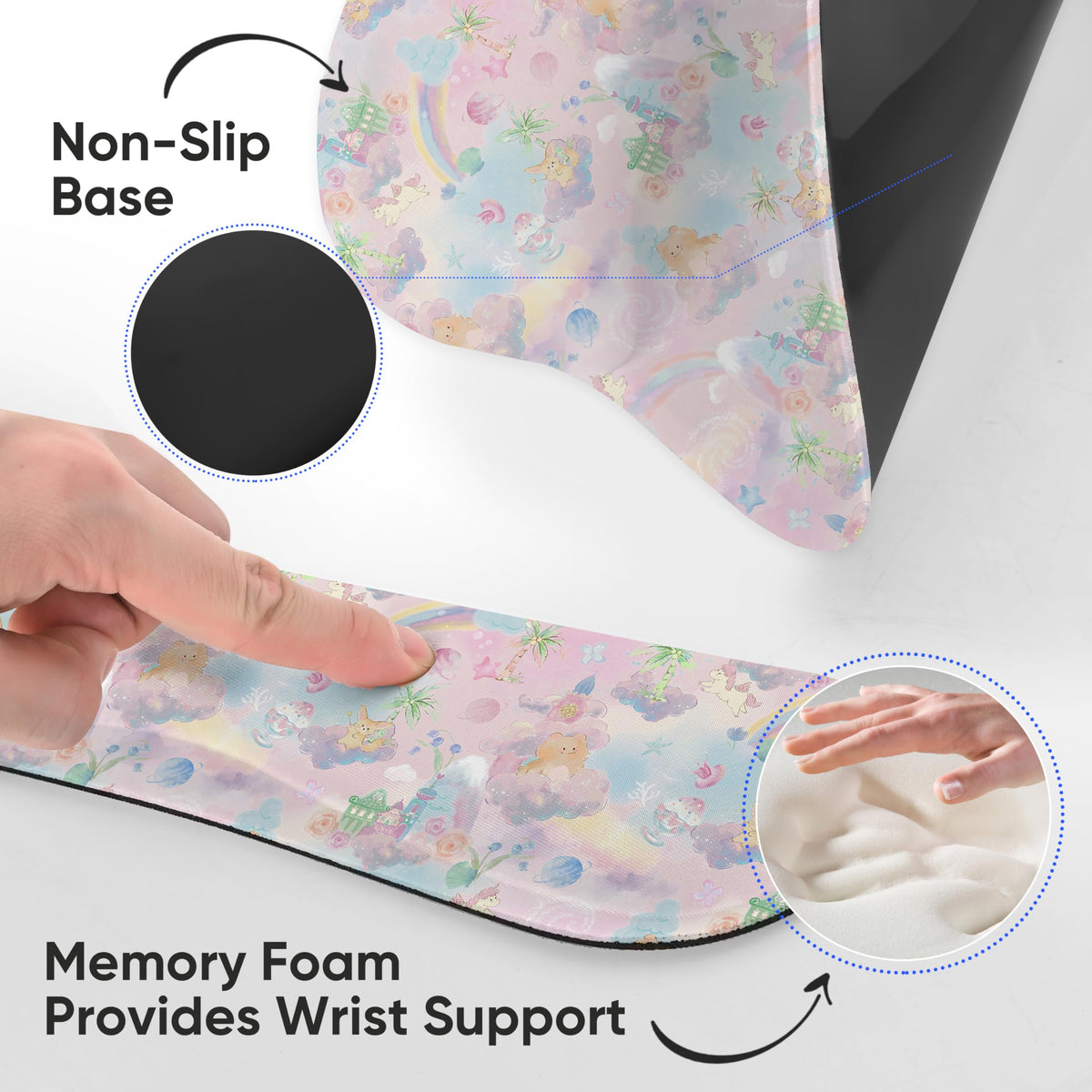 WINTOJO Wrist Rest Support for Mouse Pad Keyboard Set Circle Coaster Gaming Mouse Pad Ergonomic Gel