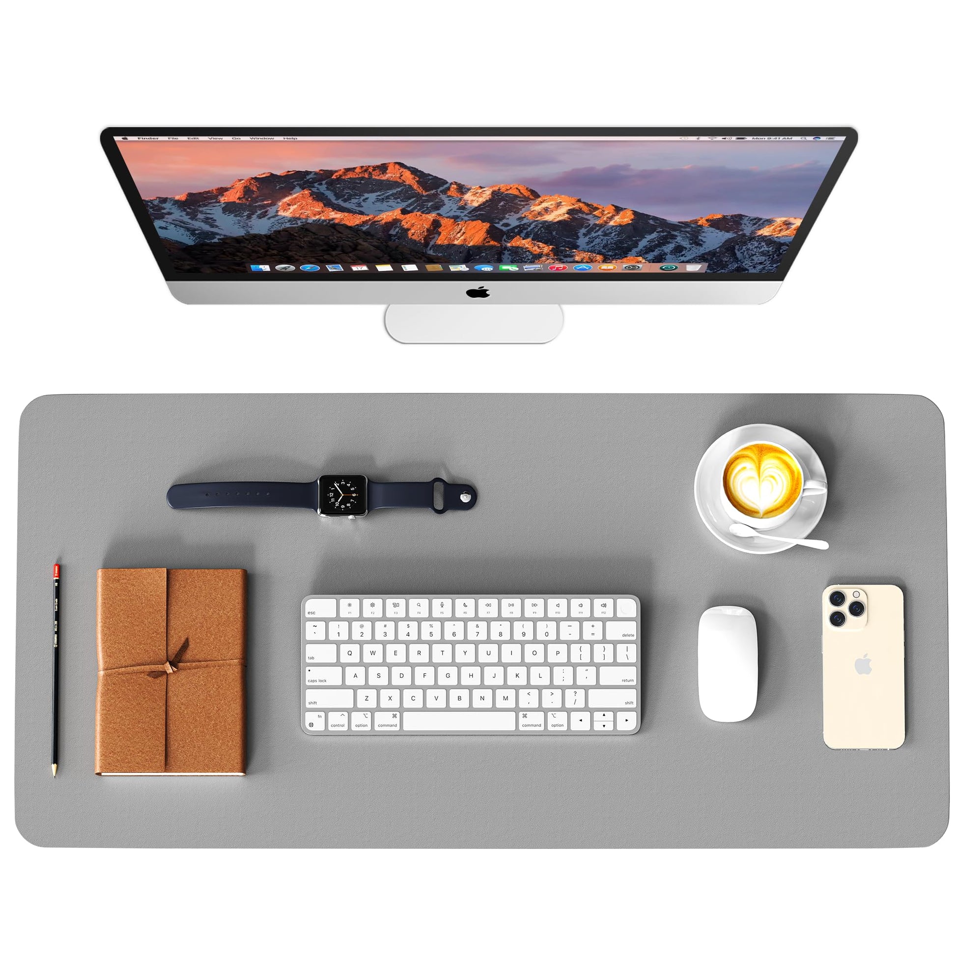 Leather Desk Pad Protector, Waterproof Mouse Pad, PU Desk Mat, Office Desk Cover, Desk Writing Mat