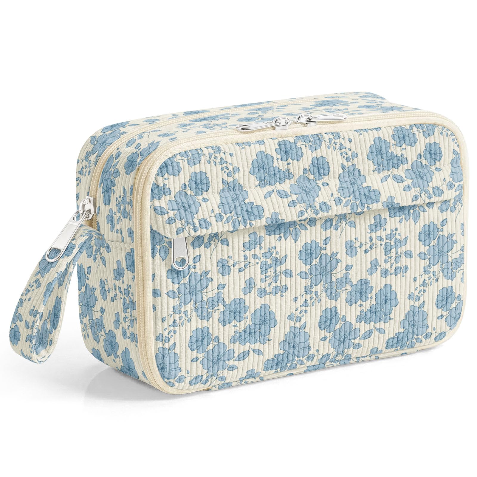 WOBAGMEN Cute Pencil Case,Large Corduroy Zippered Pencil Case Pouch, aesthetic Pencil Bag with