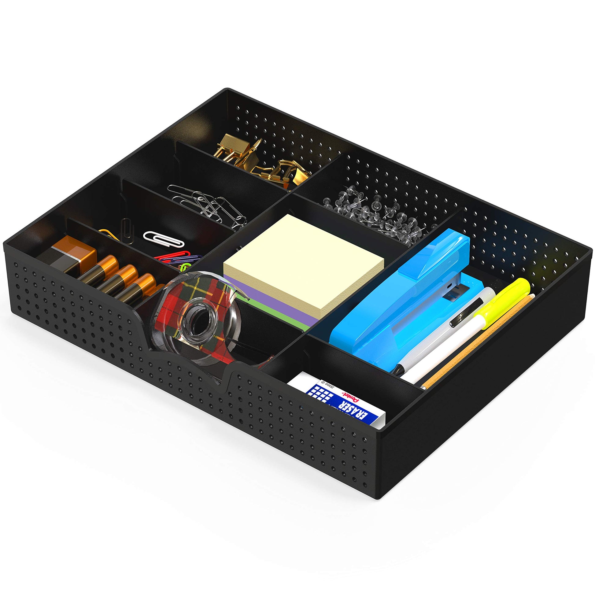 Simple Houseware Drawer Organizer Tray, 9 Adjustable Compartments, Black