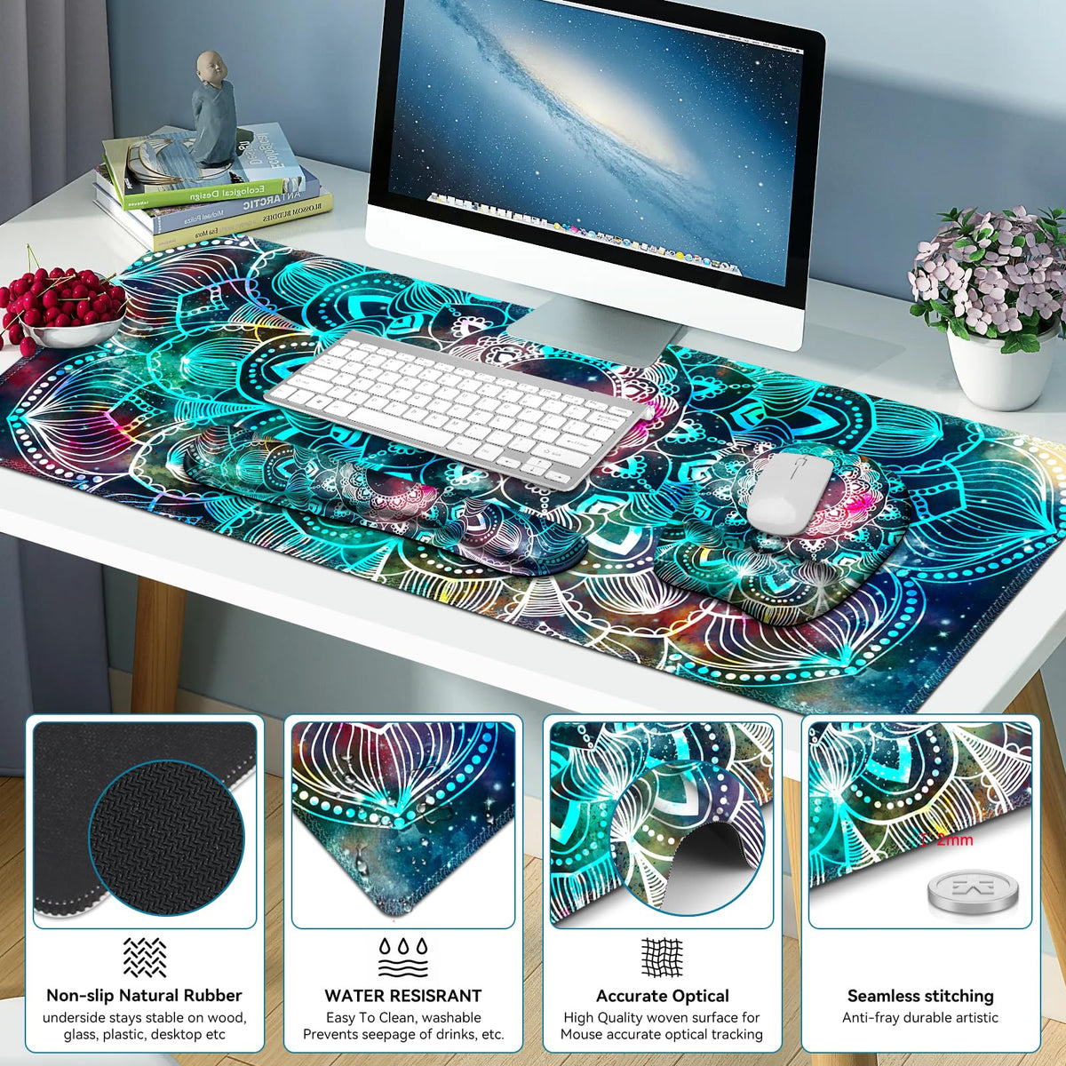 NXZGO Large Mouse Pad with Wrist Support 4 in1 Set, XXL Big Game Mousepad + Keyboard Wrist