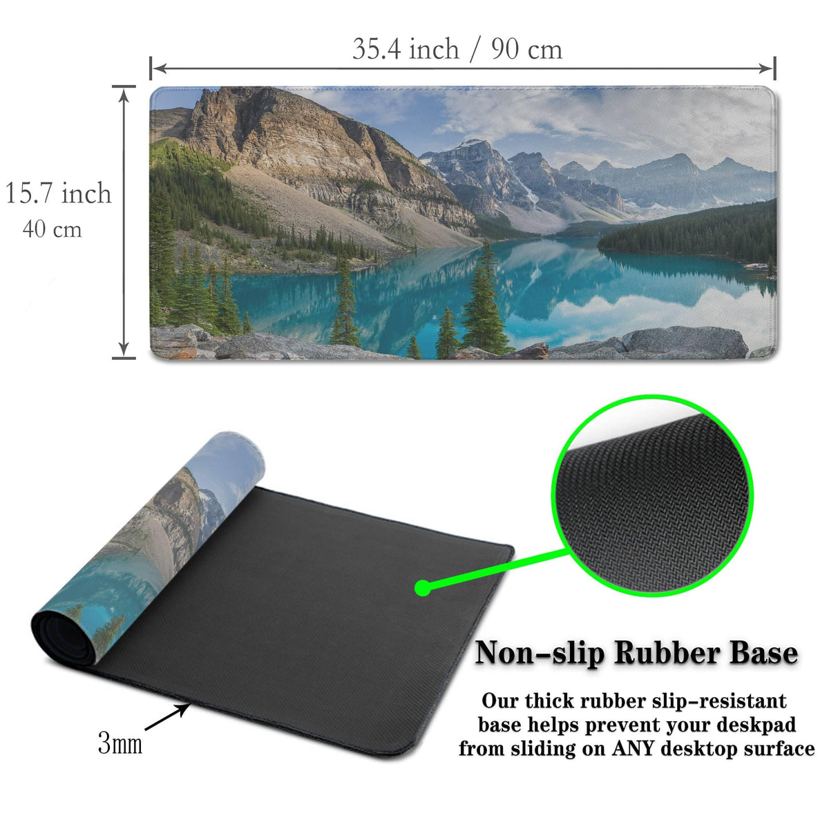 Samgula Gaming Mouse Pad Green Full Mousepad Large Desk Pad Keyboard Mat The Mousepad Non-Slip