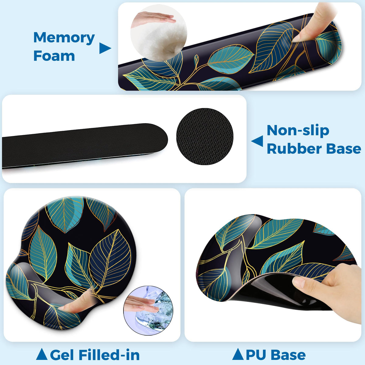 Wiabsi Mouse Pad and Keyboard Wrist Rest Support,Ergonomic Mouse Pad Set