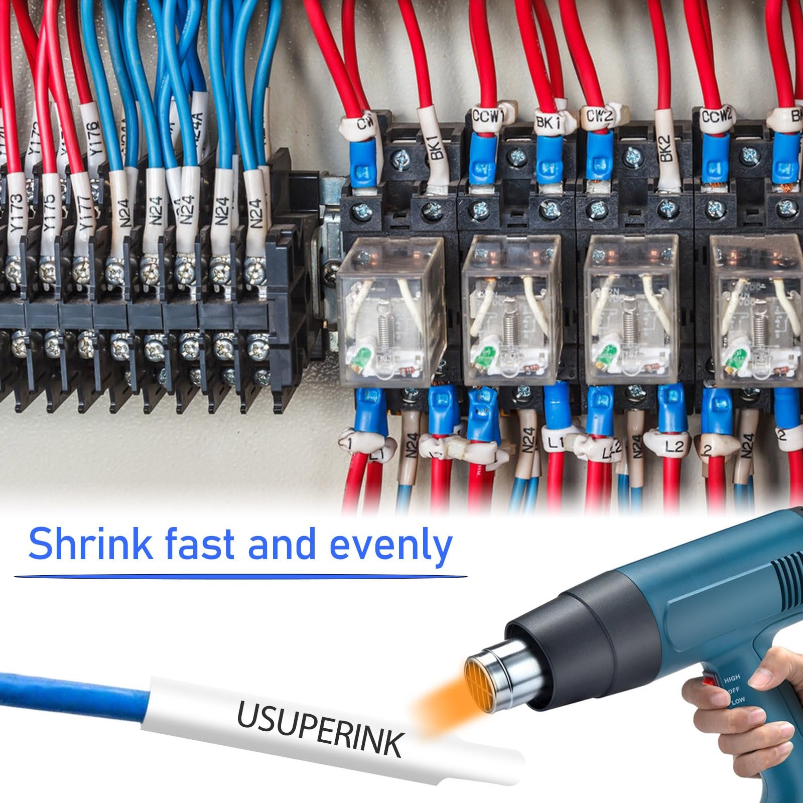 USUPERINK 2 Pack Compatible for Brother Ptouch HSe-251 HSe251 HS-251 HS251 AHS-251 23.6mm 1 inch
