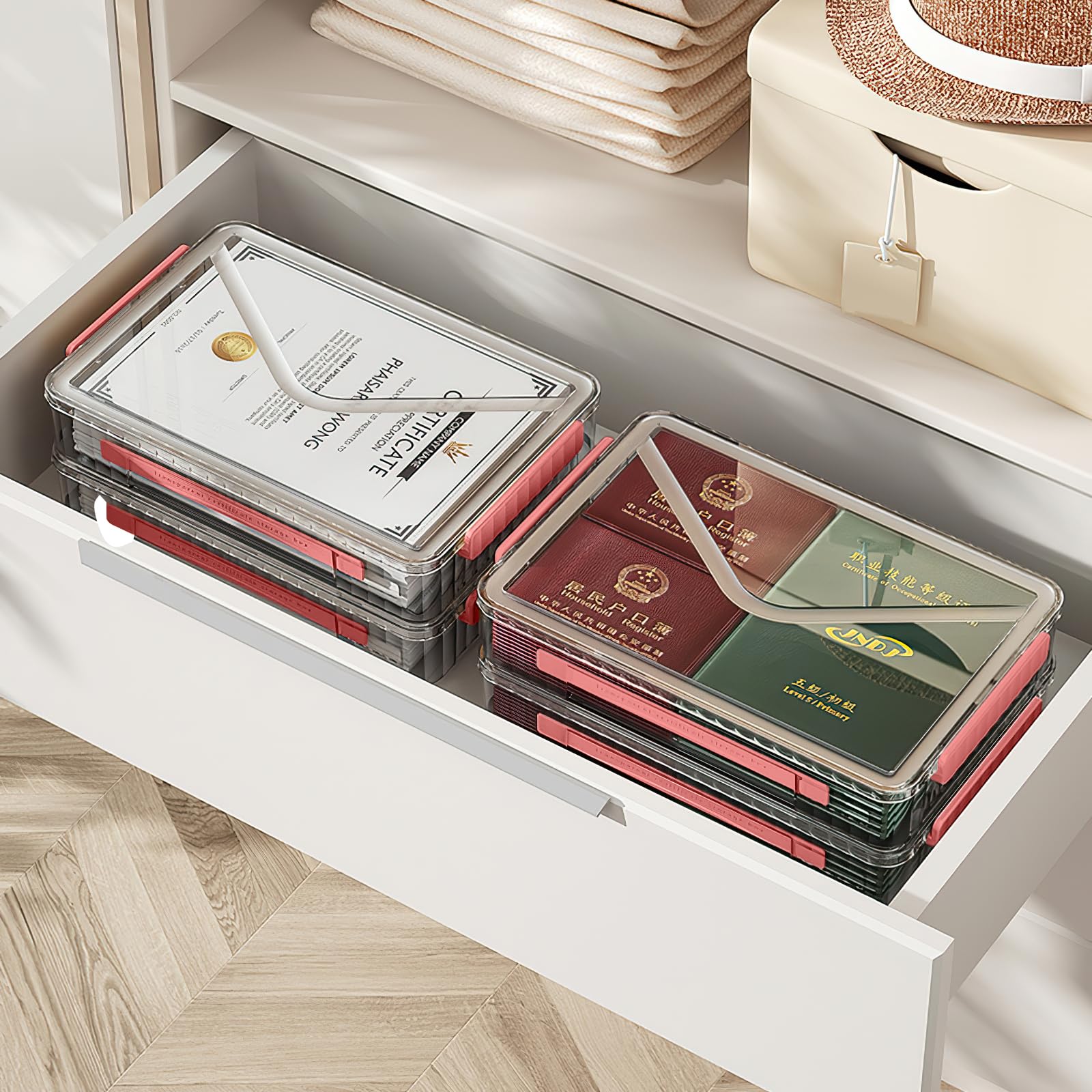 Marte Vanci Plastic Storage Bin with Lid Portable Project Case with Handle Clear Storage Box
