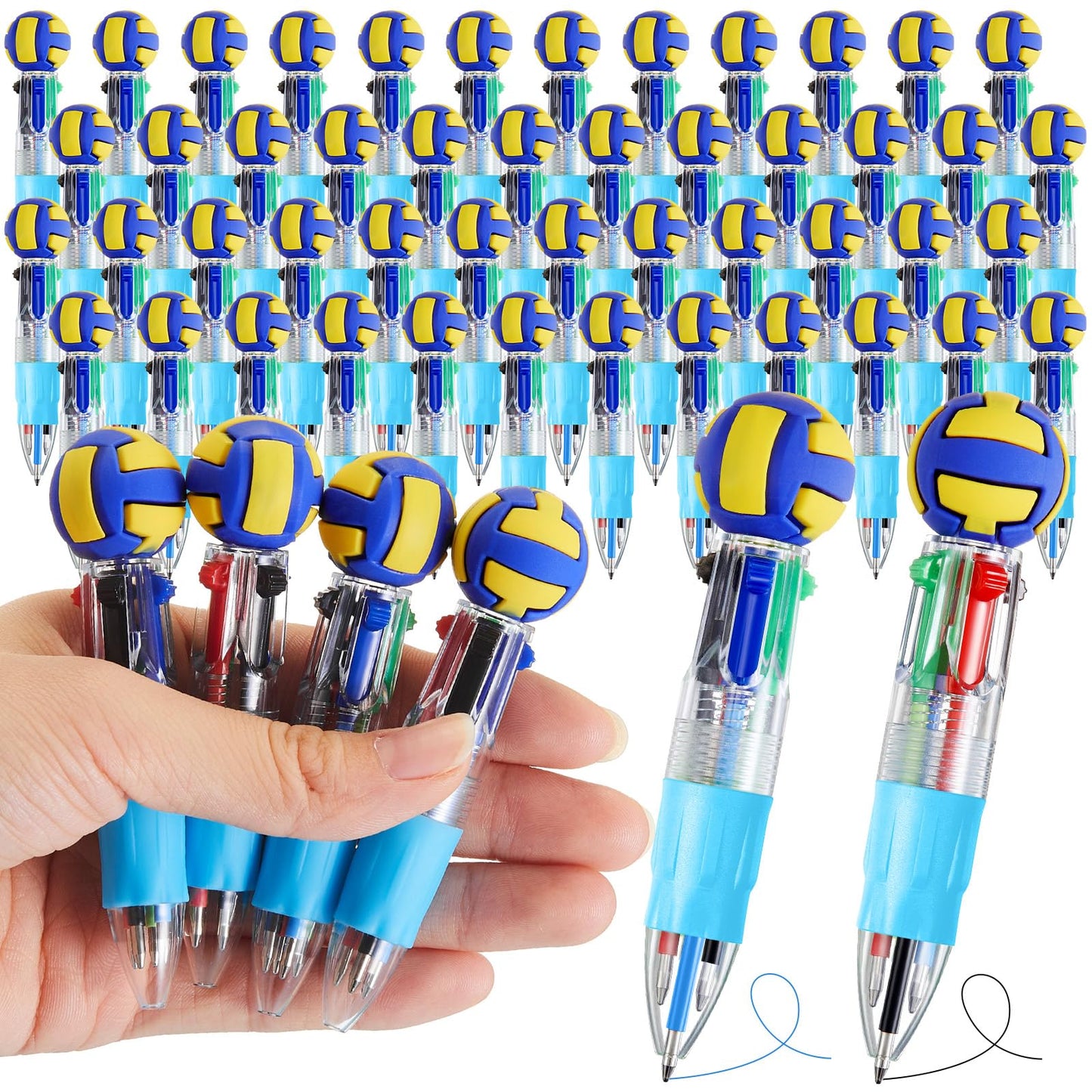 Kosiz 48 Pack Volleyball Party Favors Multicolor 4 in 1 0.5mm Ballpoint Pen