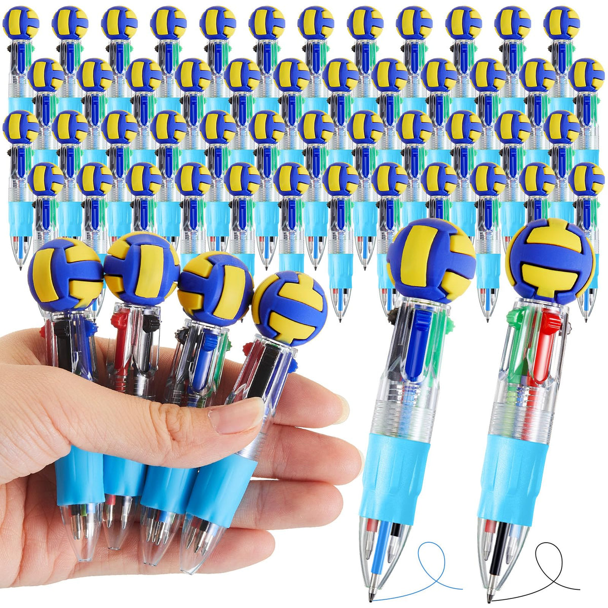 Kosiz 48 Pack Volleyball Party Favors Multicolor 4 in 1 0.5mm Ballpoint Pen