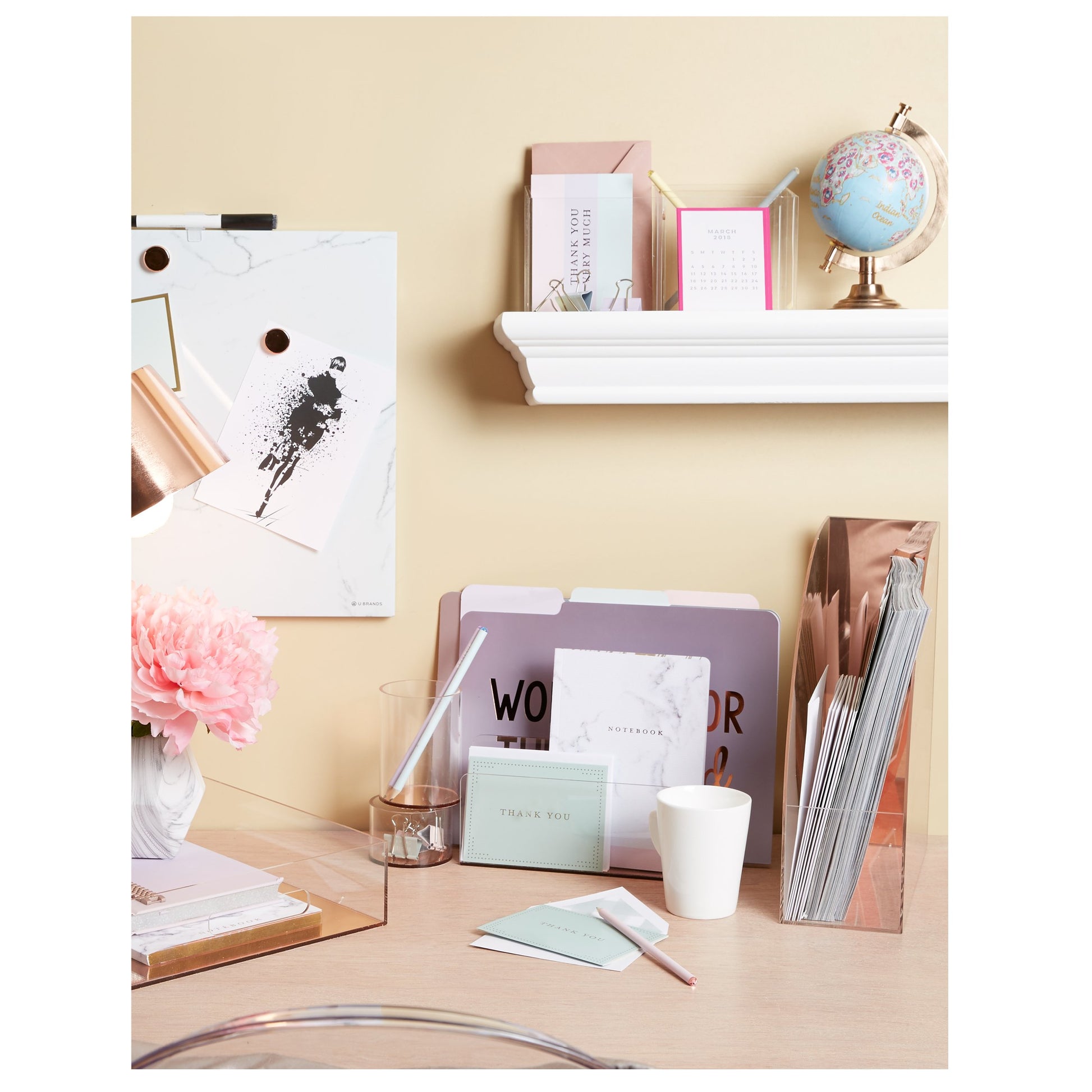 C.R. Gibson Rose Gold Clear Acrylic File Holder
