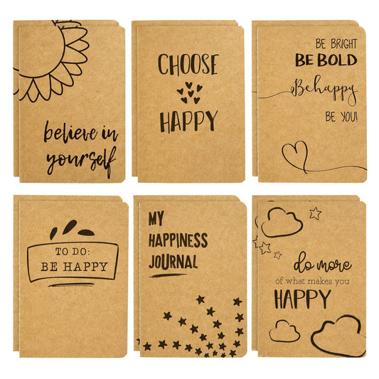 Paper Junkie Bulk Notebooks A6 Mini College-Ruled - 4 x 5.75 In, Brown Kraft, 12 Pack, 80 Pages