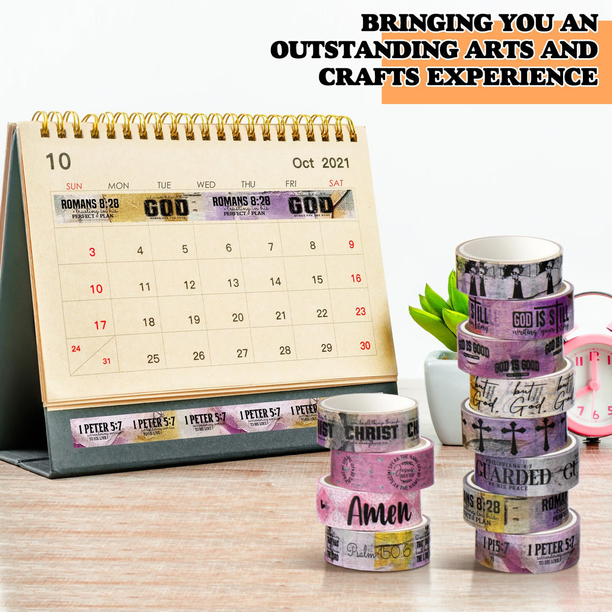 Janlaugh 24 Rolls Christian Washi Tape Gifts for Bible Journaling, Purple