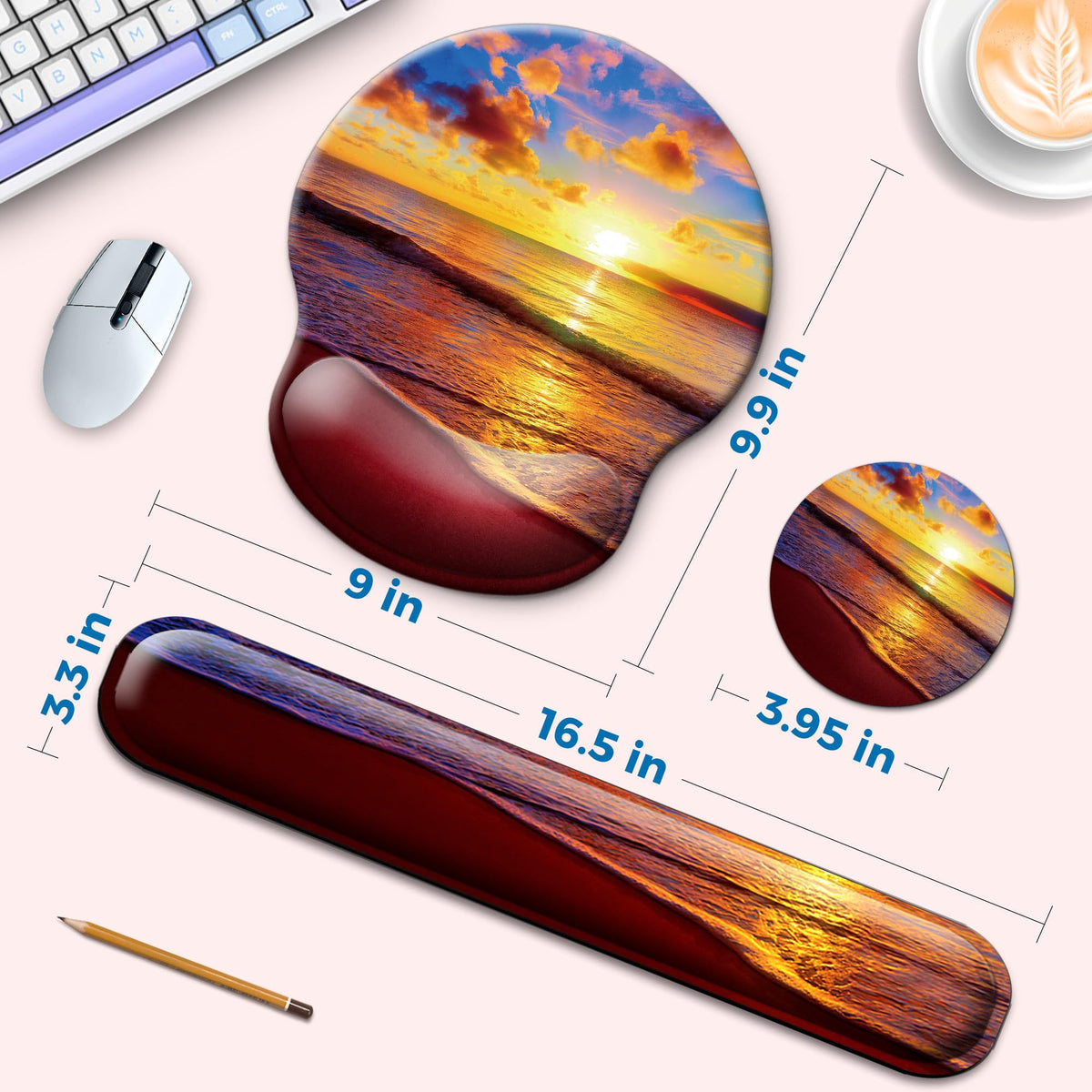 Wiabsi Mouse Pad and Keyboard Wrist Rest Support,Ergonomic Mouse Pad Set